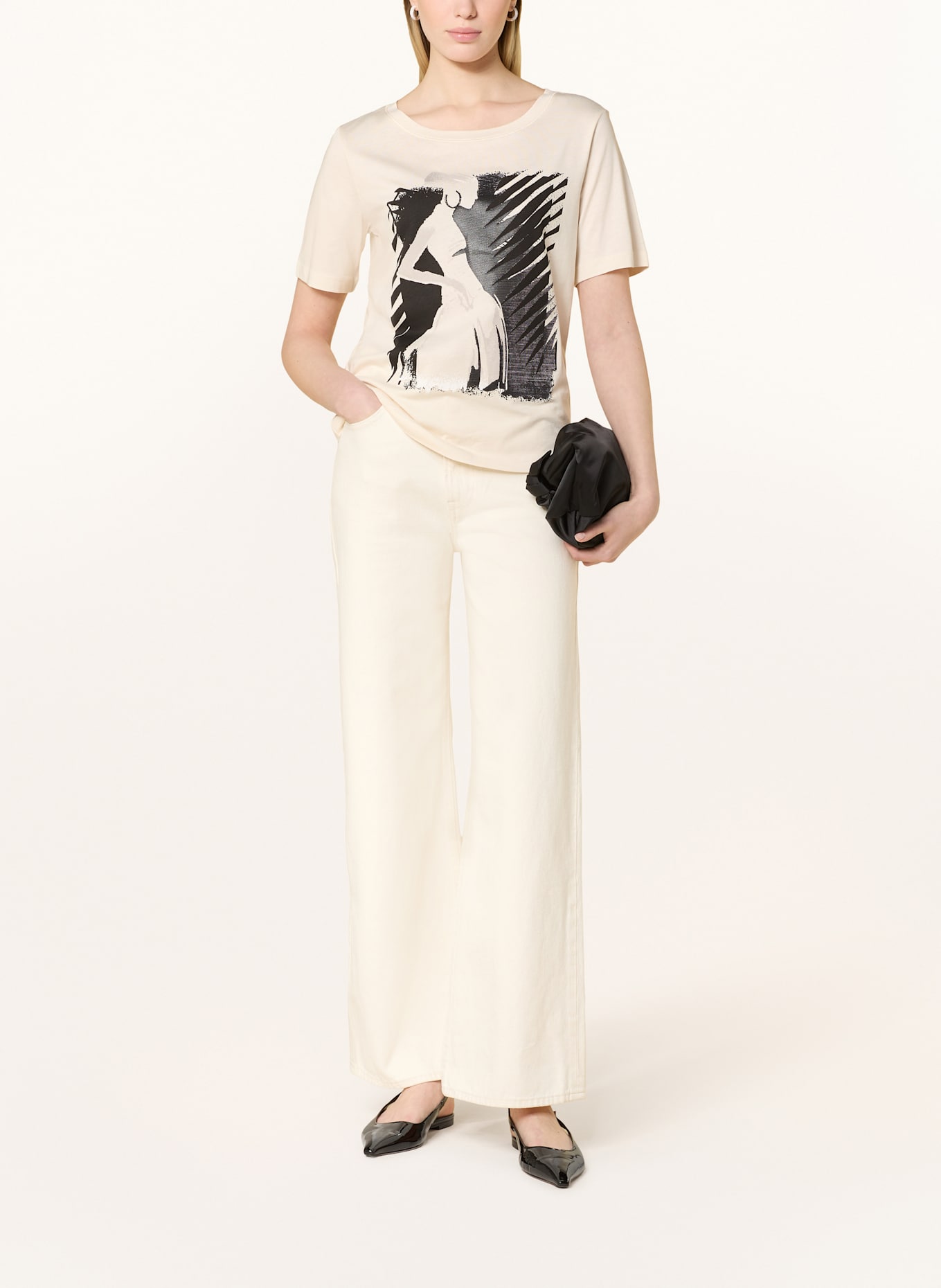 monari T-Shirt mit Schmucksteinen: ECRU