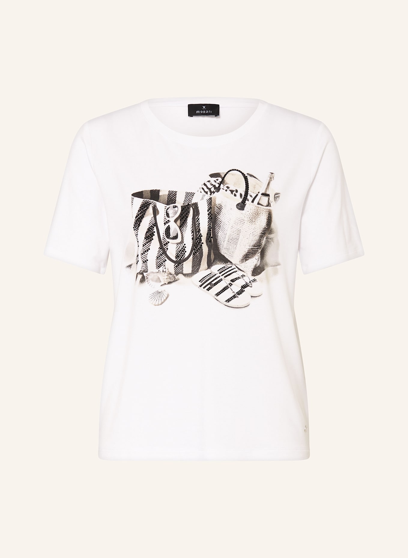 monari T-Shirt mit Schmucksteinen: WEISS