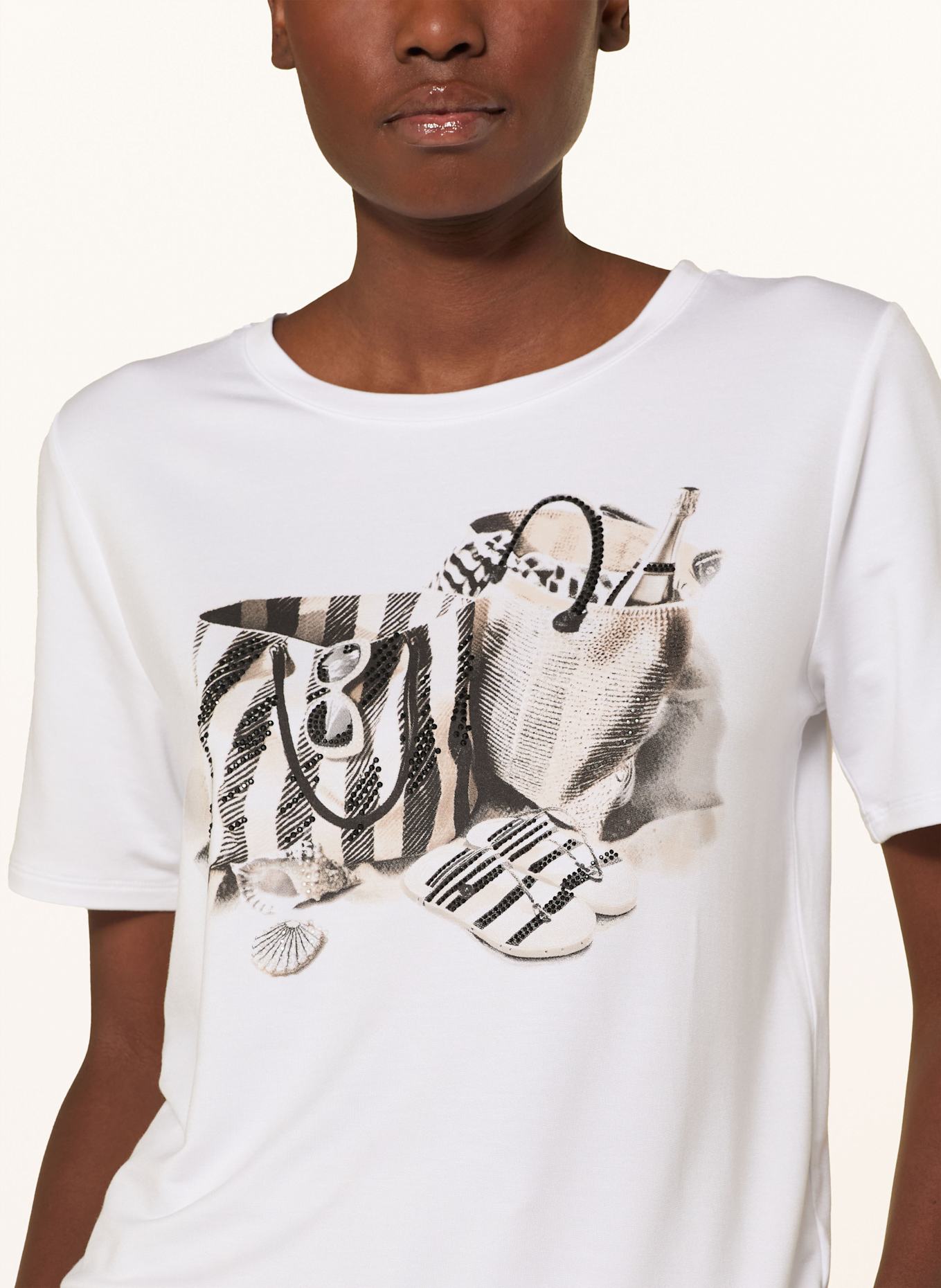 monari T-Shirt mit Schmucksteinen: WEISS