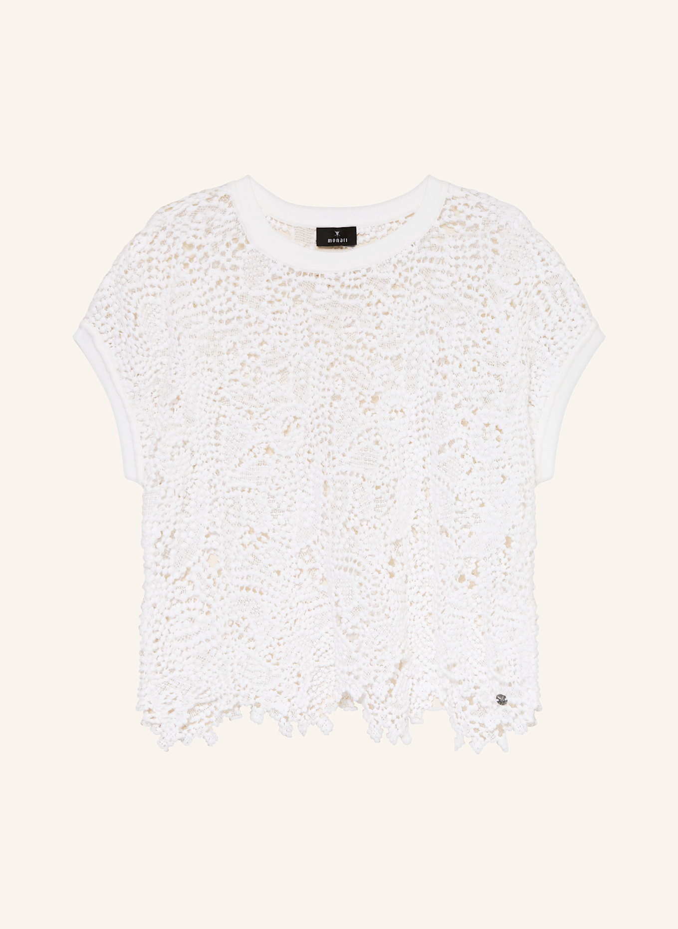 monari Strickshirt aus Lochspitze: WEISS