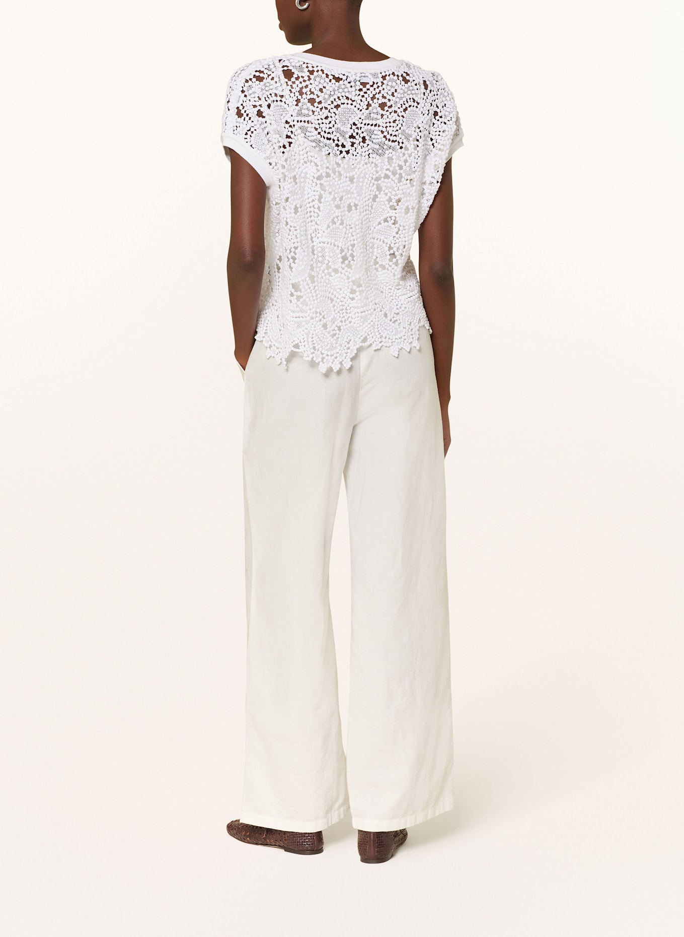 monari Strickshirt aus Lochspitze: WEISS