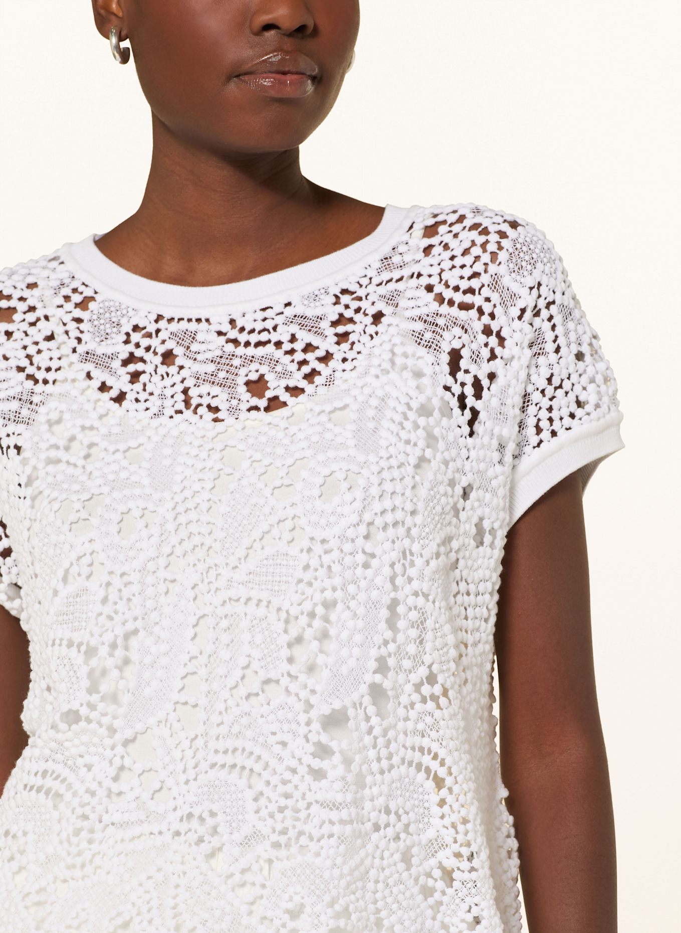 monari Strickshirt aus Lochspitze: WEISS