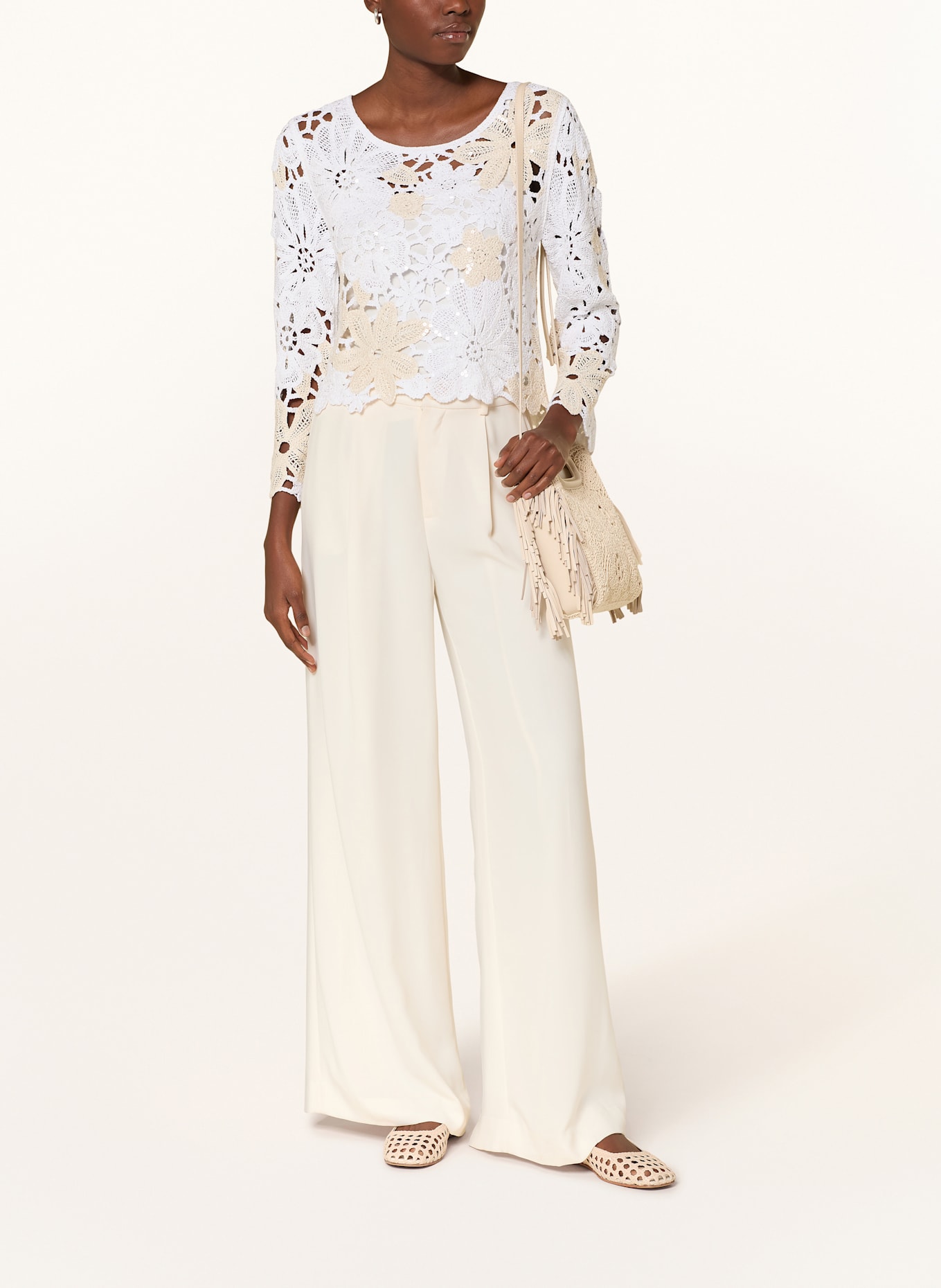 monari Aloha pullover mit Pailletten: WEISS/ CREME