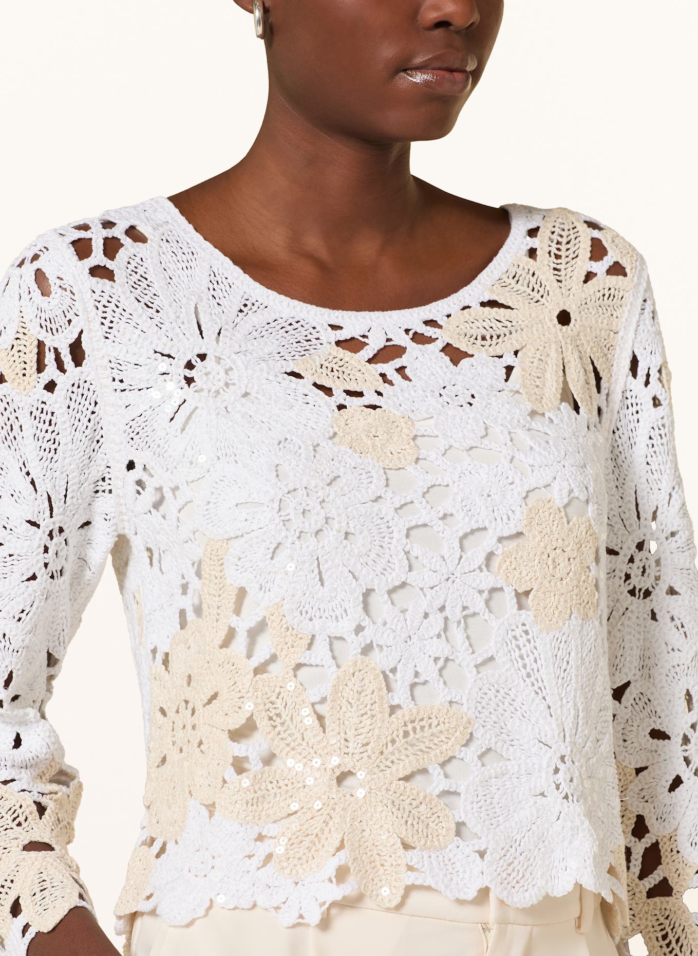 monari Aloha pullover mit Pailletten: WEISS/ CREME