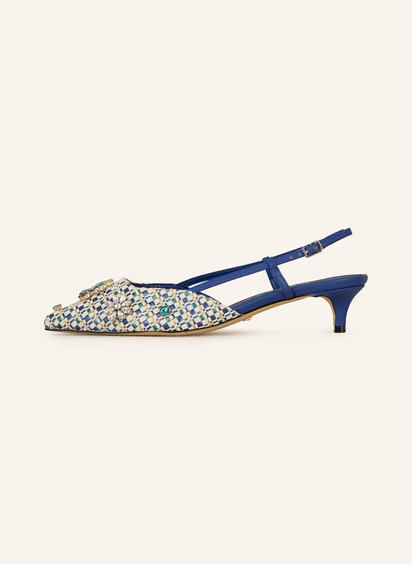 GUESS Slingpumps JESSENY mit Schmucksteinen: BLAU/ WEISS/ GRÜN