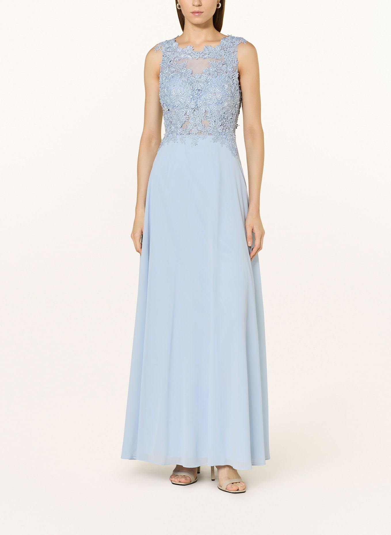 APART Abendkleid mit Spitze und Schmucksteinen: HELLBLAU