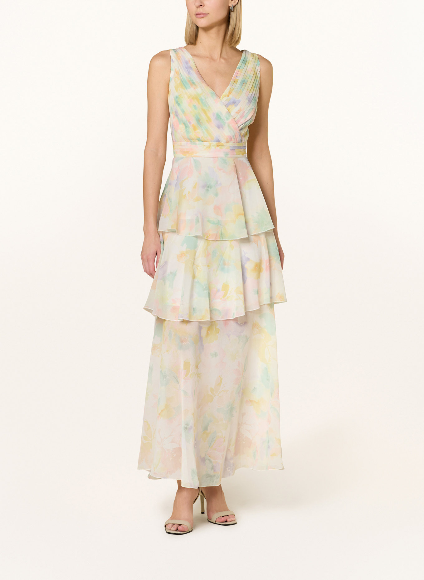 APART Abendkleid in Wickeloptik: HELLGELB / HELLLILA / HELLGRÜN