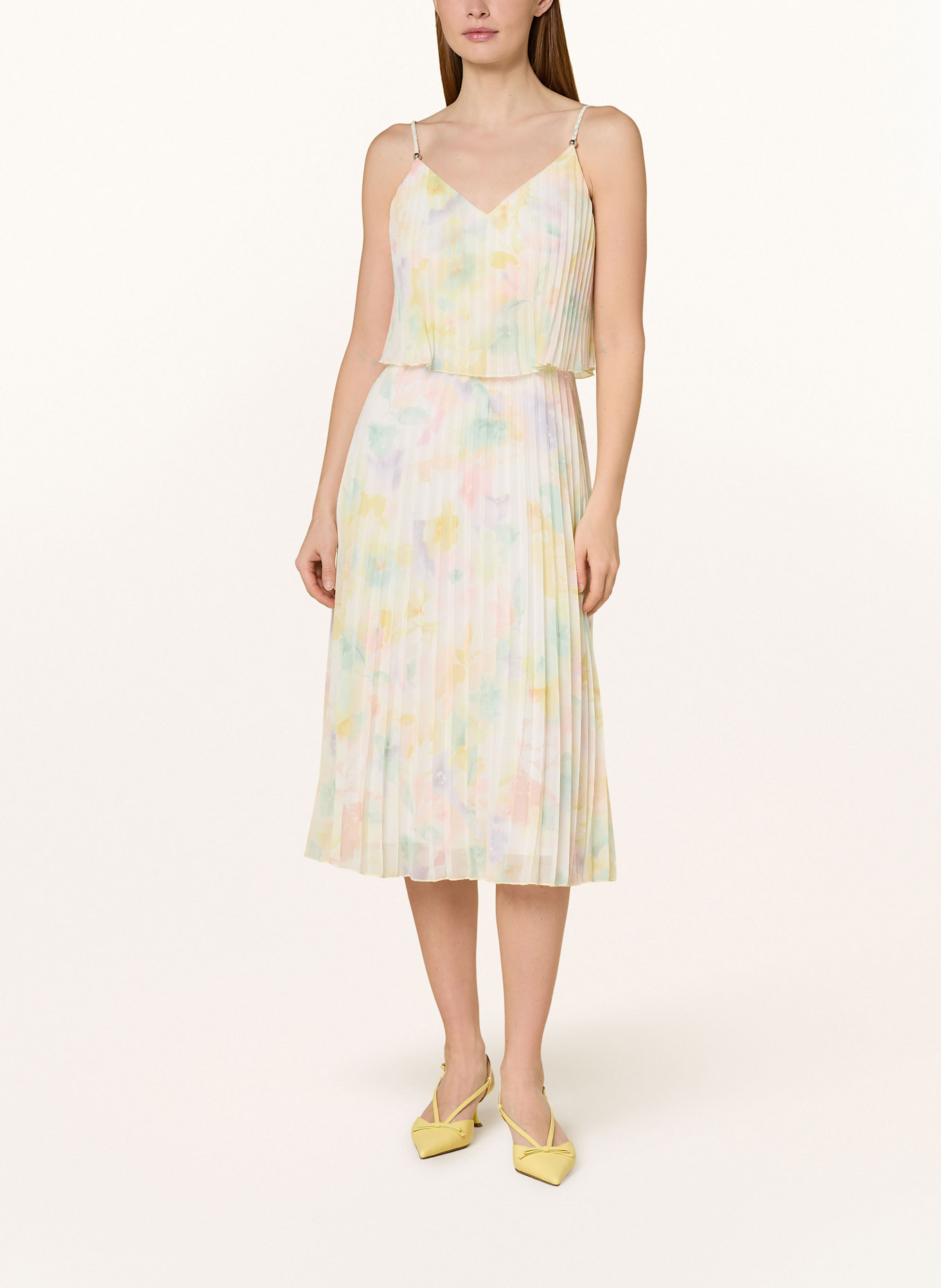APART Avondjurk met plooien: LICHTGEEL / LICHTPAARS / LICHTGROEN
