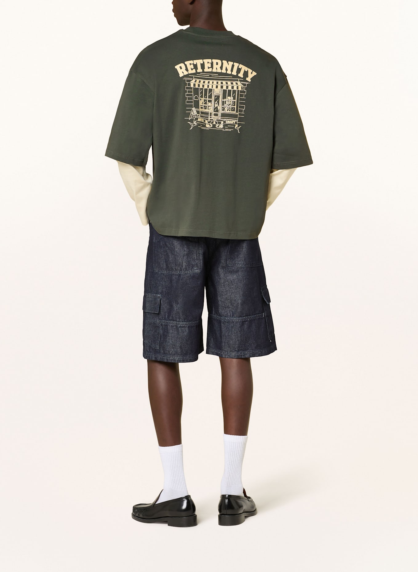 RETERNITY CONCEPTION cargo jeans shorts: RAW DENIM