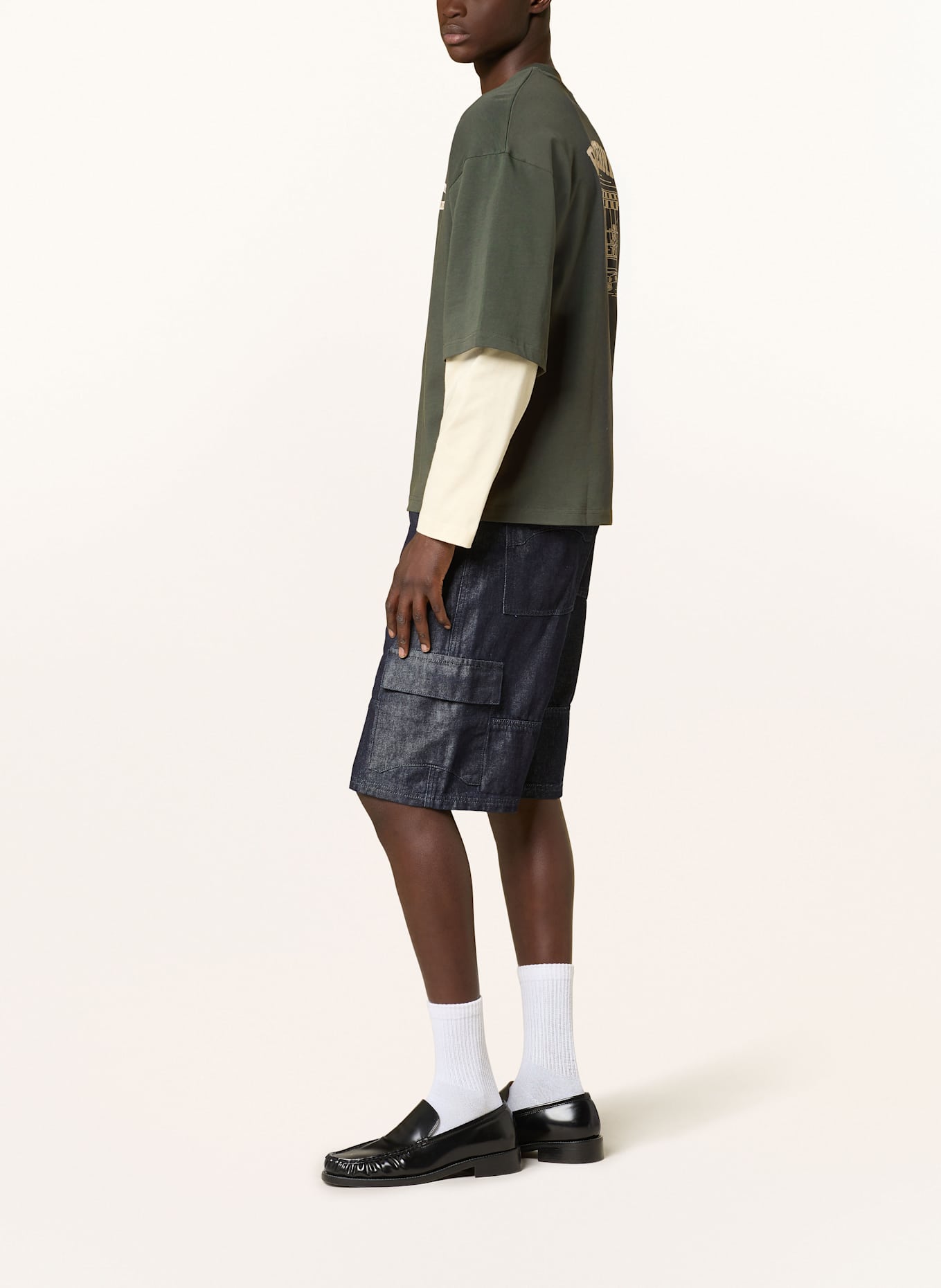 RETERNITY CONCEPTION cargo jeans shorts: RAW DENIM