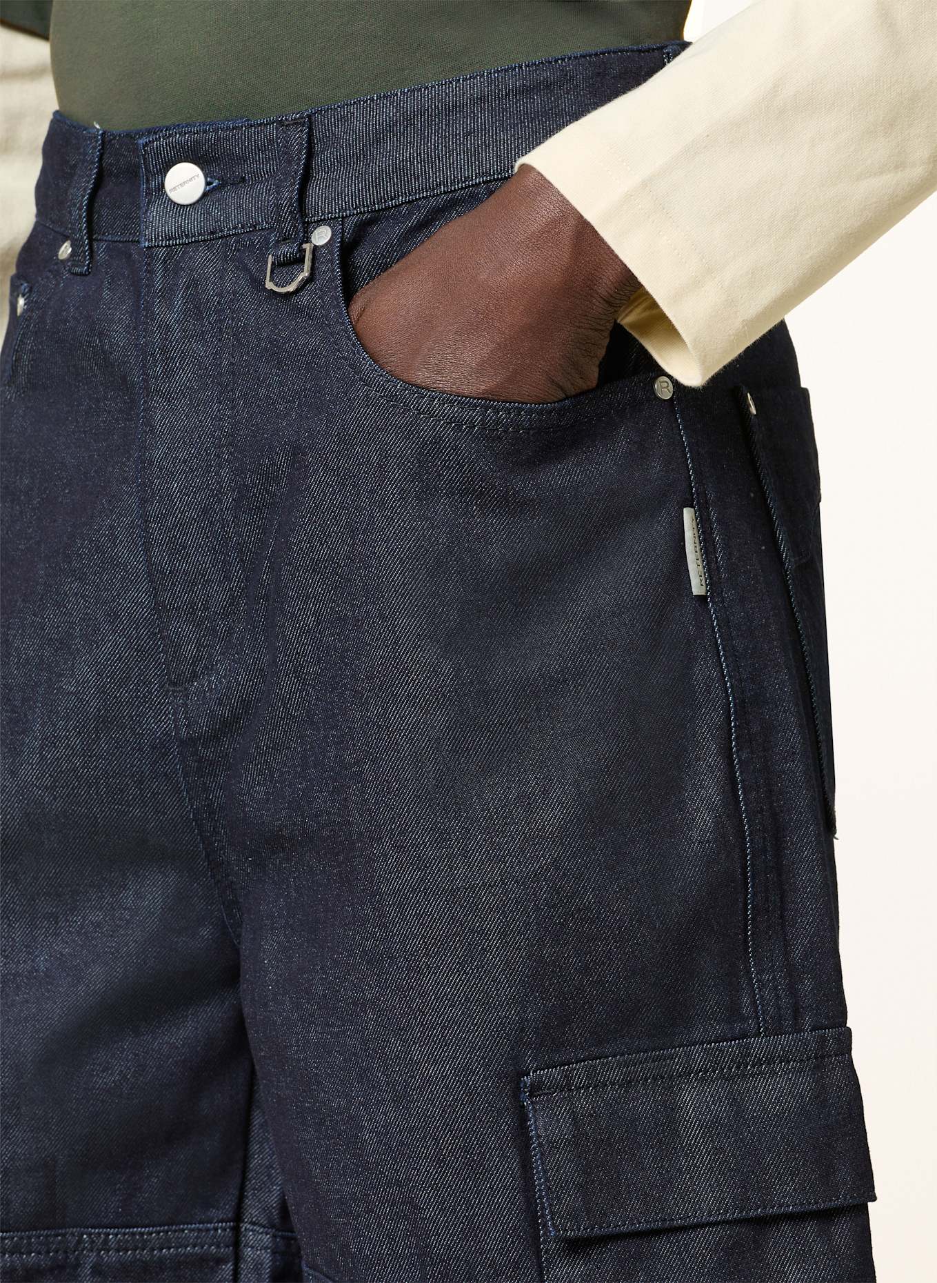 RETERNITY CONCEPTION cargo jeans shorts: RAW DENIM