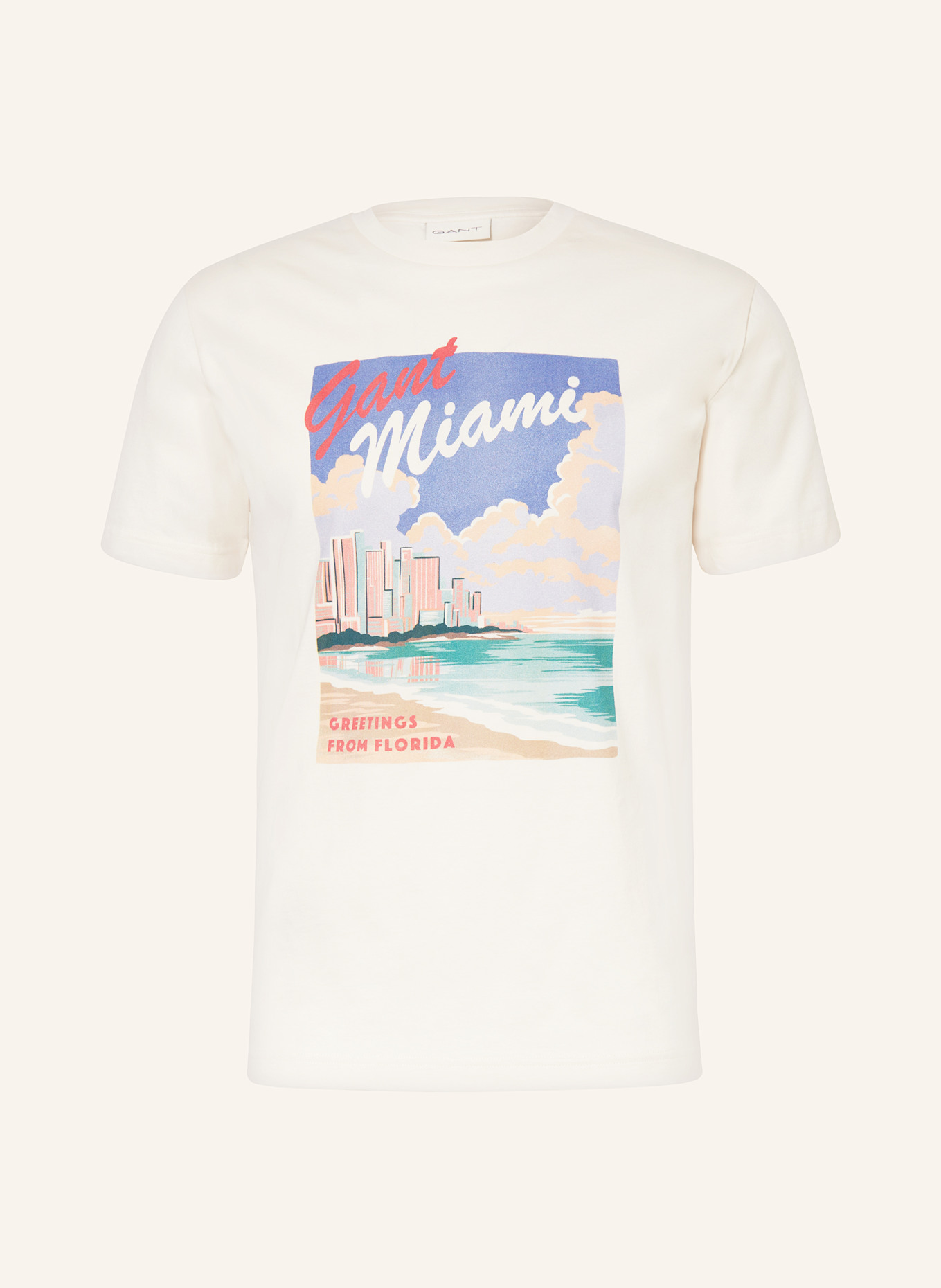 GANT T-Shirt: CREME/ BLAU/ BEIGE