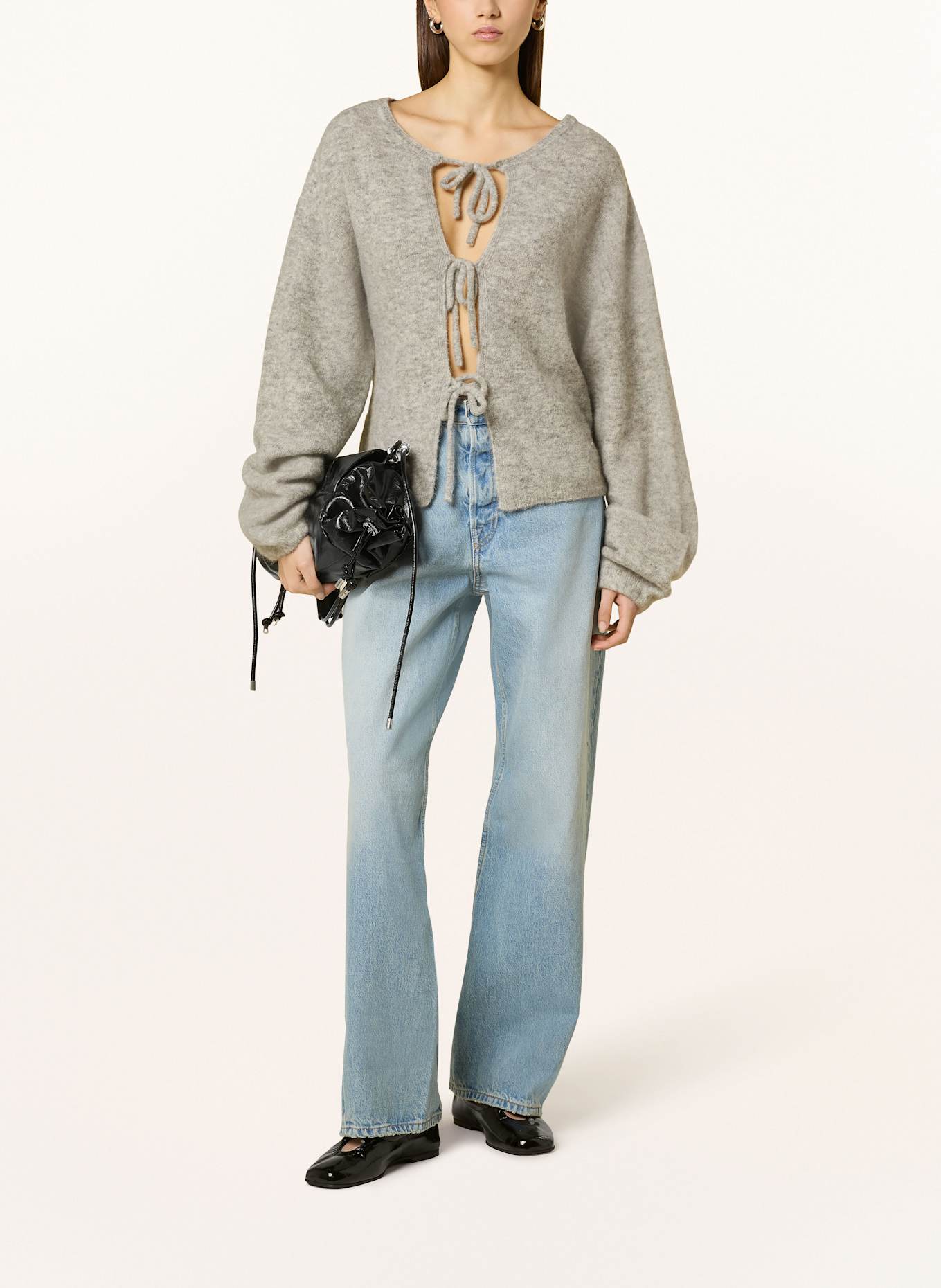 black palms Strickjacke ZUSIE mit Alpaka: HELLGRAU