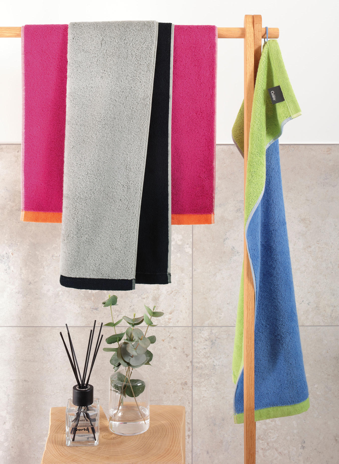 Cawö LIFESTYLE SPLASH towel: LIGHT GRAY / DARK GRAY