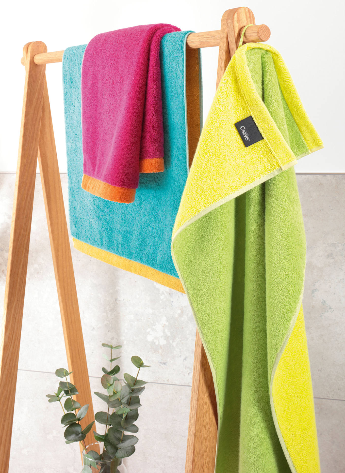 Cawö LIFESTYLE SPLASH towel: LIGHT GREEN / YELLOW