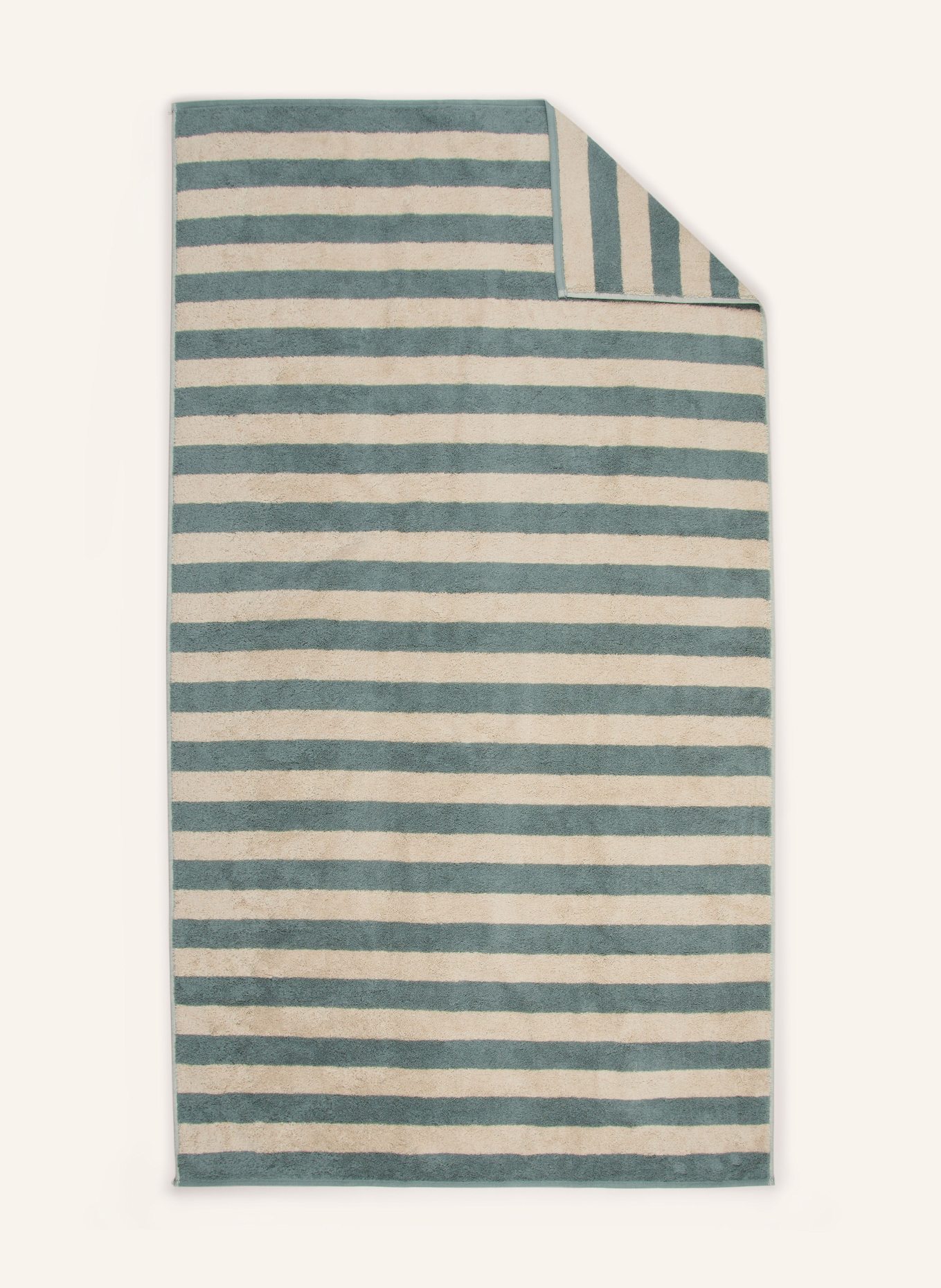 Cawö Serviette de douche LINES: BLEU PÉTROLE / BEIGE