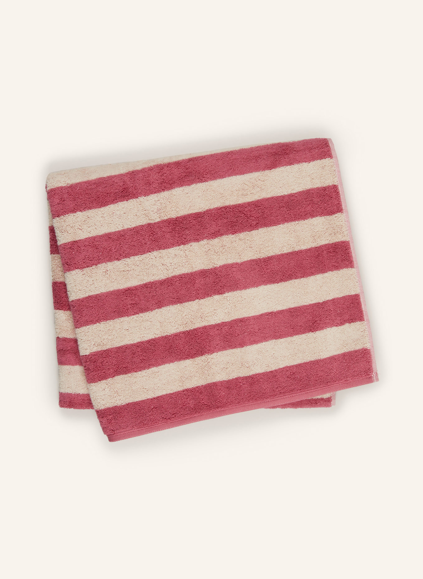 Cawö Serviette de douche LINES: ROSE FUCHSIA / ÉCRU