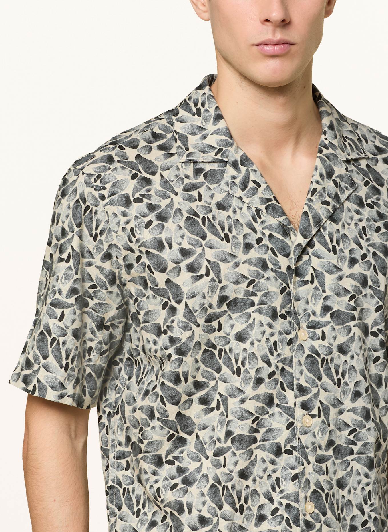 Marc O'Polo Resorthemd Regular Fit mit Leinen: CREME / GRAU