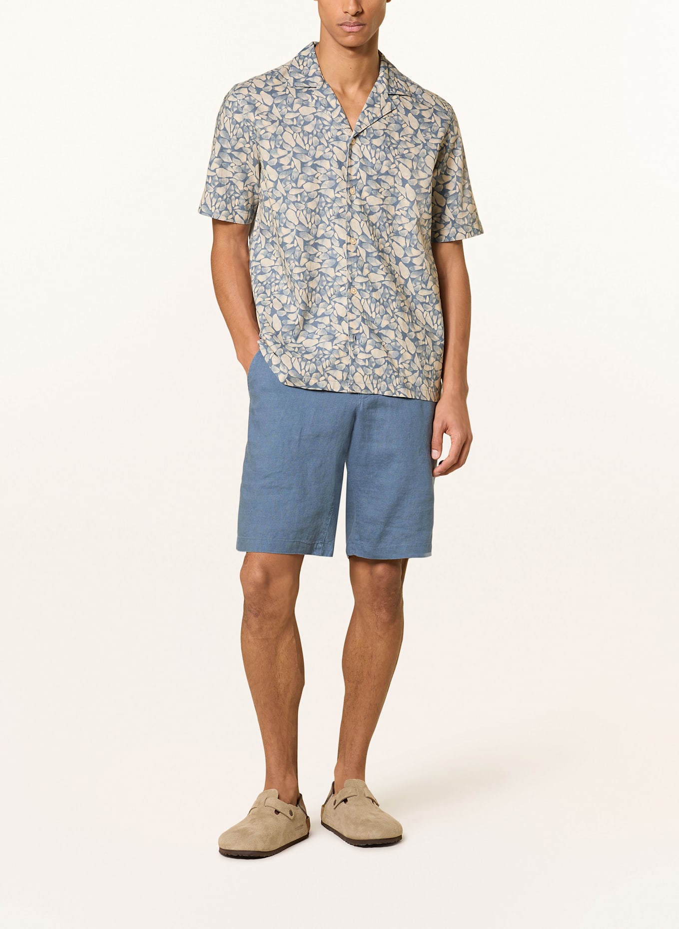 Marc O'Polo Resorthemd Regular Fit mit Leinen: BLAUGRAU / ECRU