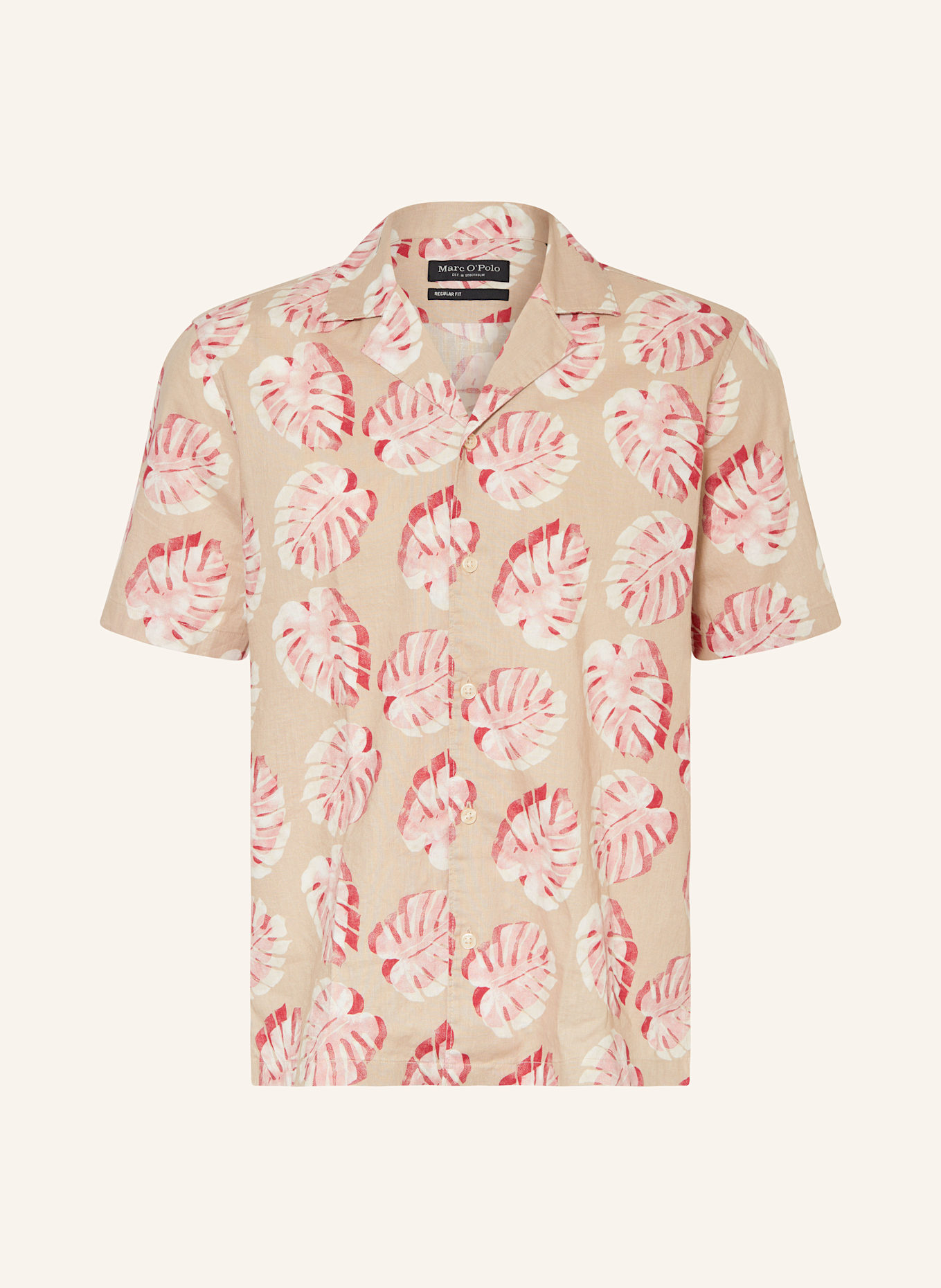 Marc O'Polo Resorthemd Regular Fit mit Leinen: BEIGE / ROSA / CREME
