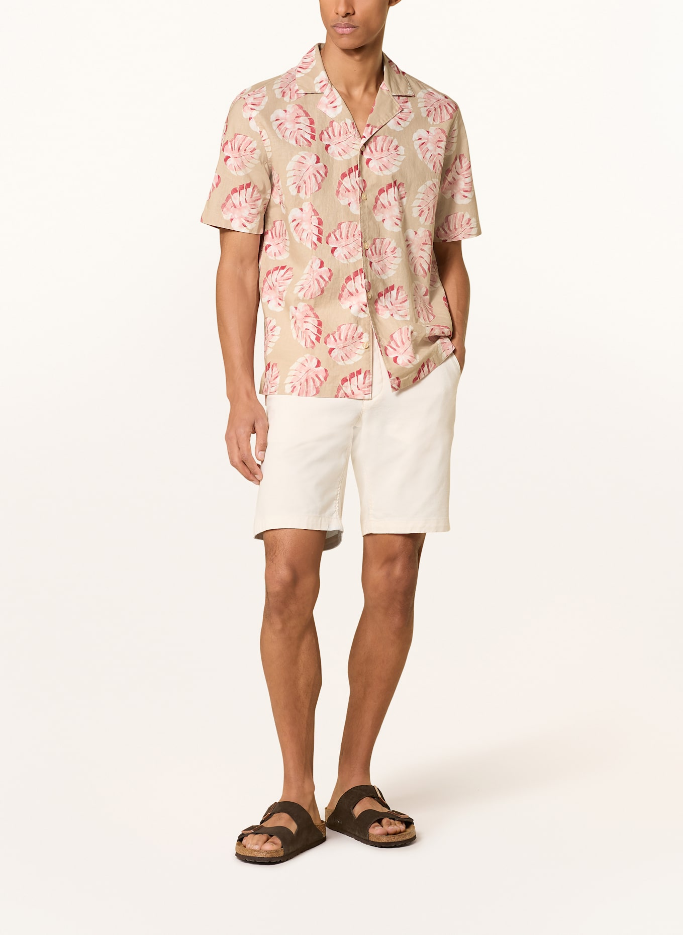 Marc O'Polo Resorthemd Regular Fit mit Leinen: BEIGE / ROSA / CREME