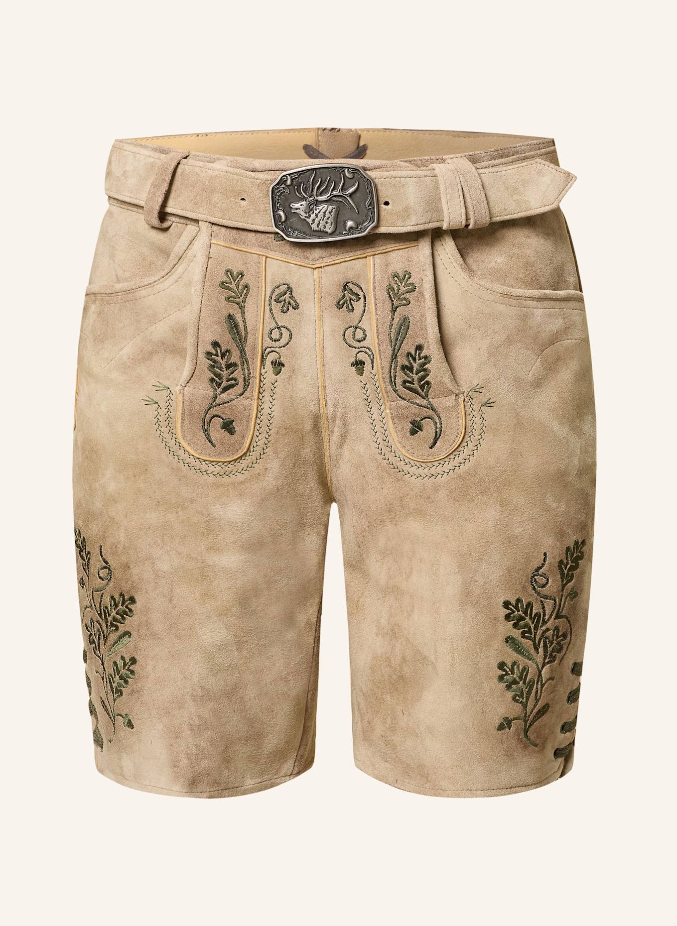 Spieth & Wensky Trachten-Lederhose FREISTADT: HELLBRAUN/ BRAUN/ DUNKELGRÜN