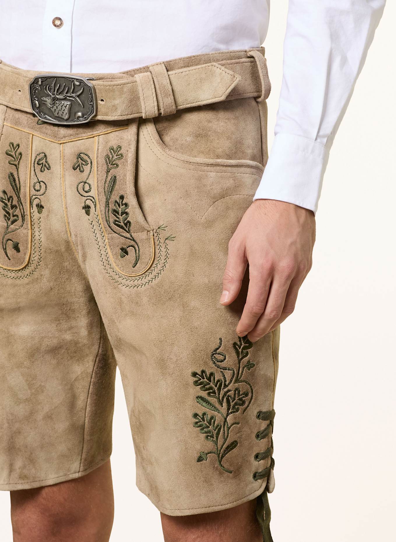 Spieth & Wensky Trachten-Lederhose FREISTADT: HELLBRAUN/ BRAUN/ DUNKELGRÜN