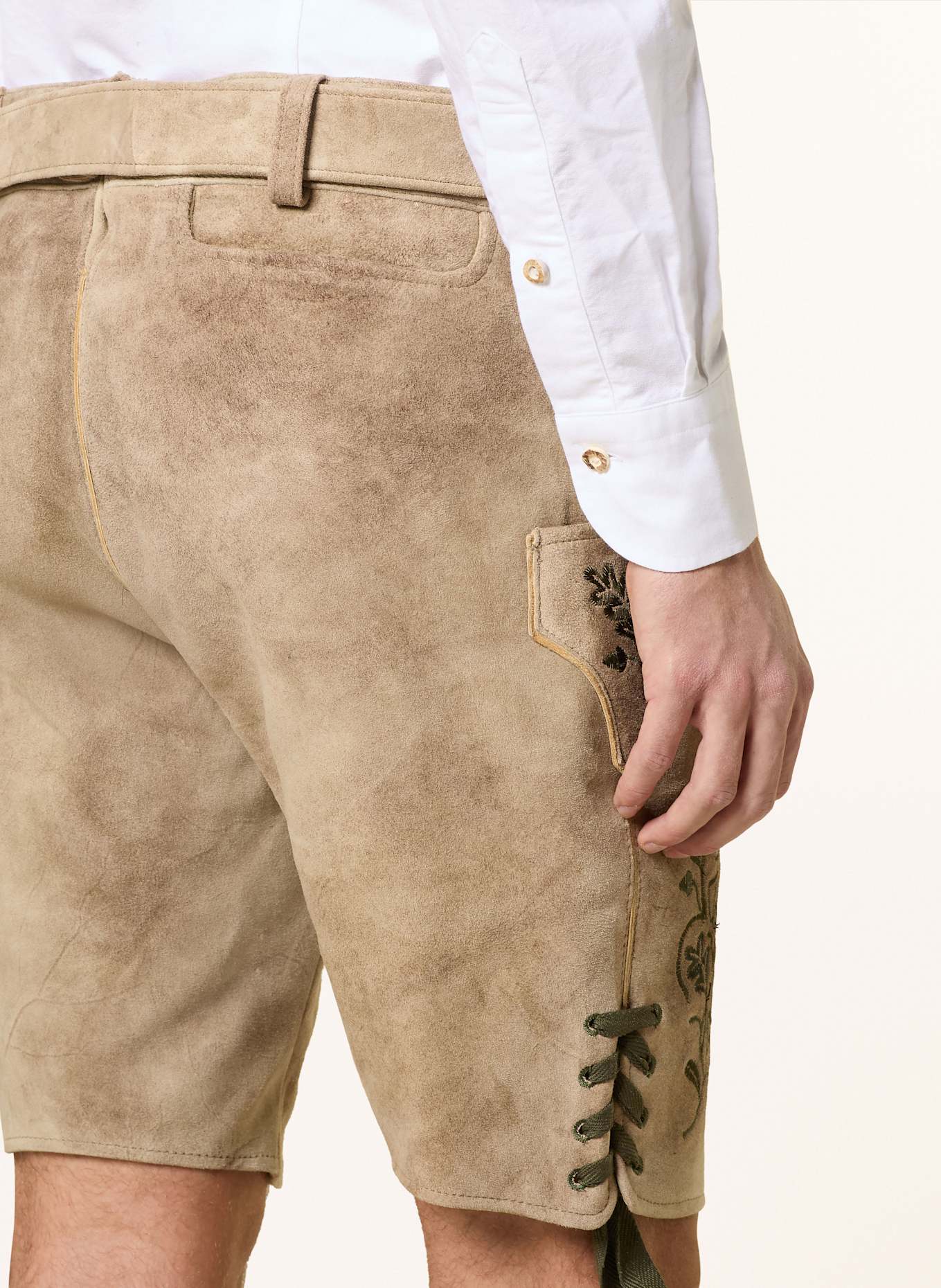 Spieth & Wensky Trachten-Lederhose FREISTADT: HELLBRAUN/ BRAUN/ DUNKELGRÜN