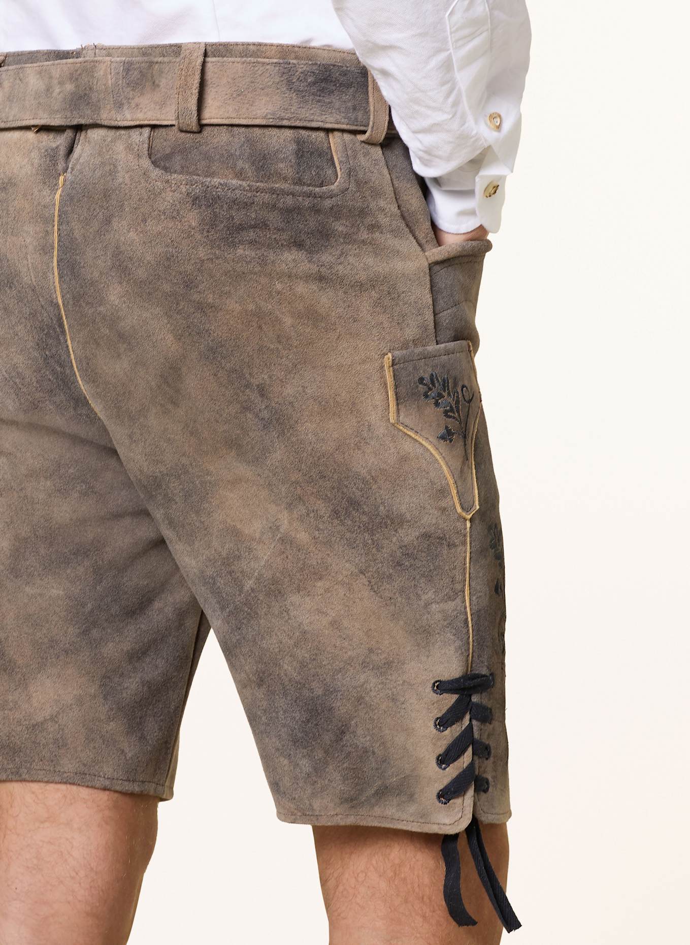 Spieth & Wensky Trachten-Lederhose FREISTADT: GRAU/ HELLGRAU/ DUNKELBLAU