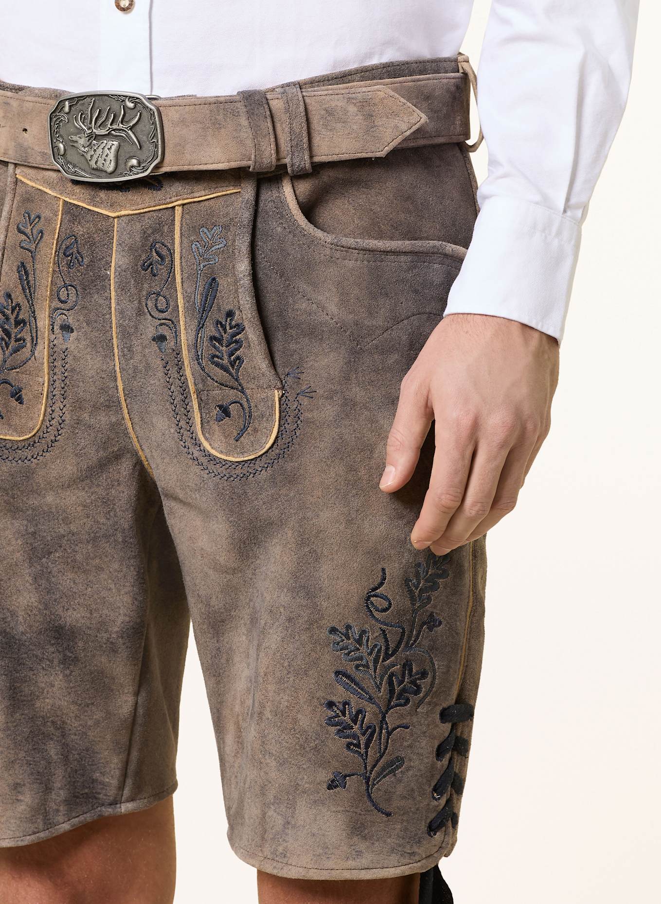 Spieth & Wensky Trachten-Lederhose FREISTADT: GRAU/ HELLGRAU/ DUNKELBLAU
