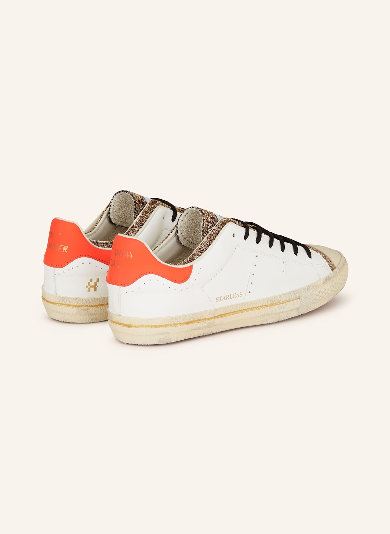 HIDN-ANDER Sneaker STARLESS LOW: WEISS / NEONROT / GOLD
