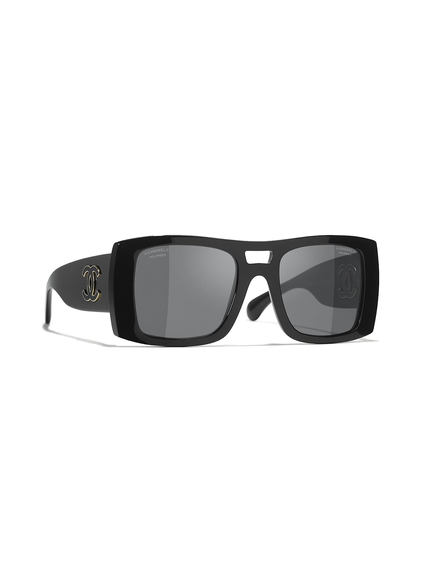 CHANEL Square sunglasses: C622T8 - BLACK/DARK GRAY POLARIZED