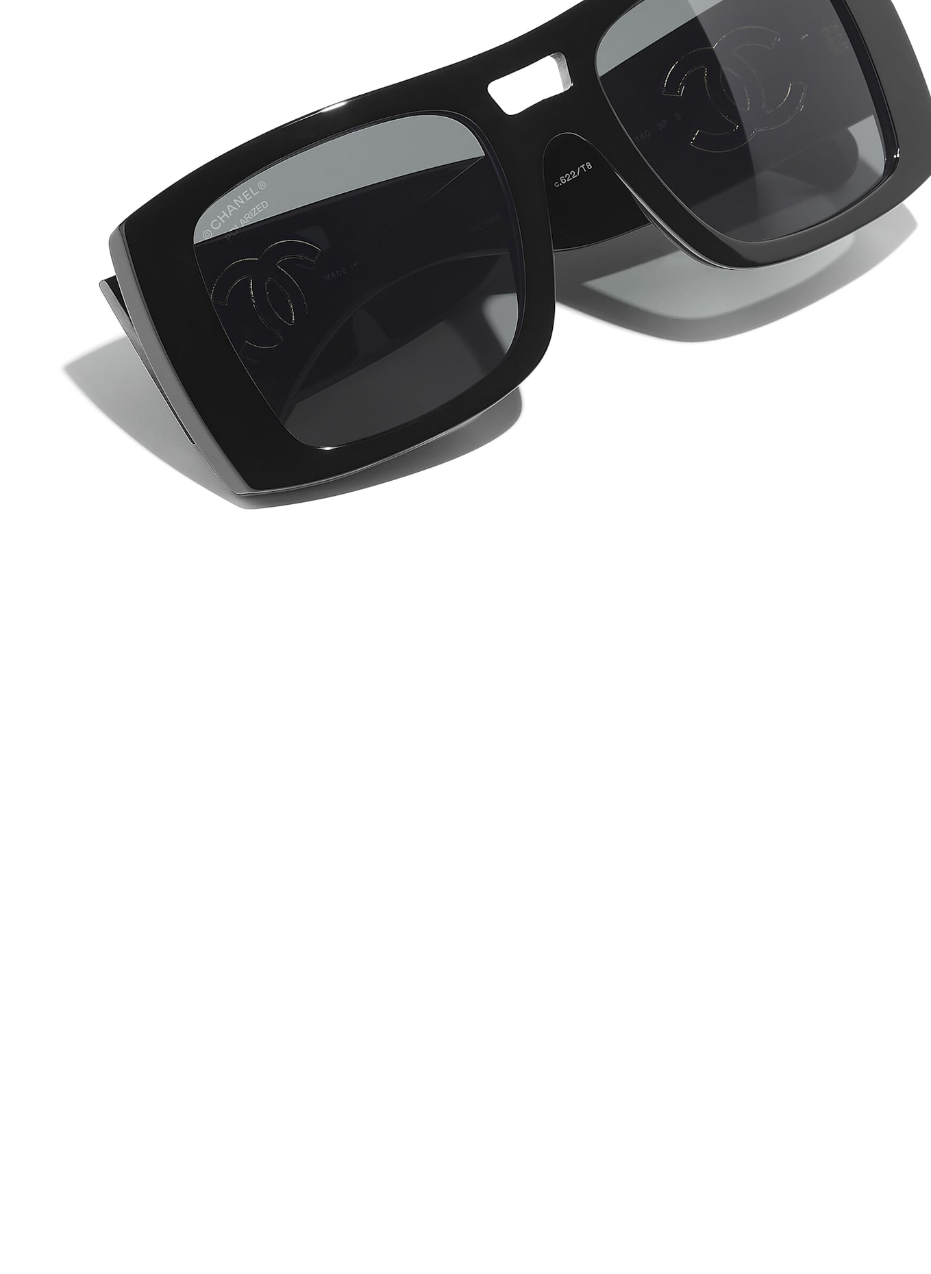 CHANEL Square sunglasses: C622T8 - BLACK/DARK GRAY POLARIZED