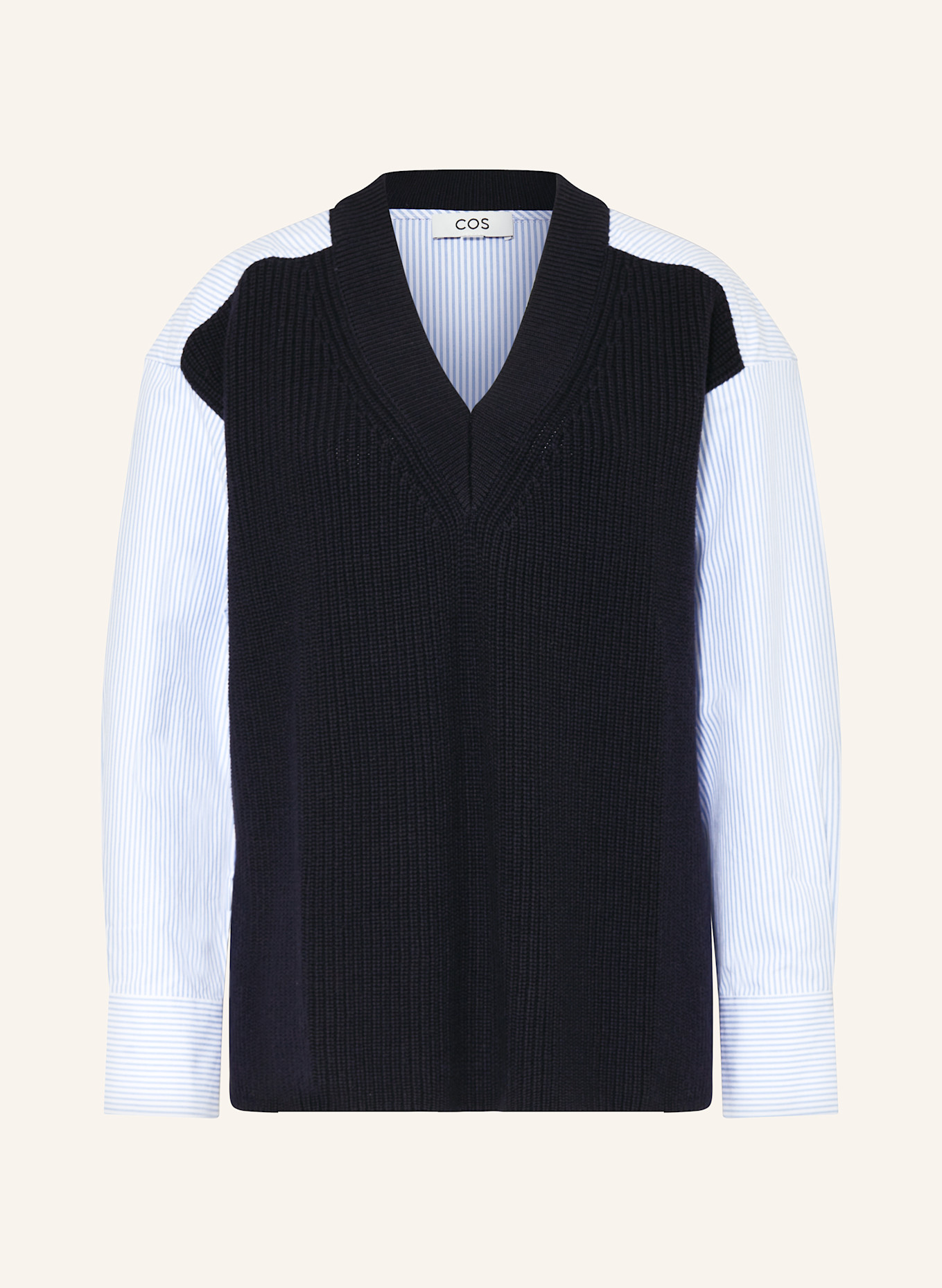 COS Pullover im Materialmix: WEISS/ HELLBLAU/ DUNKELBLAU