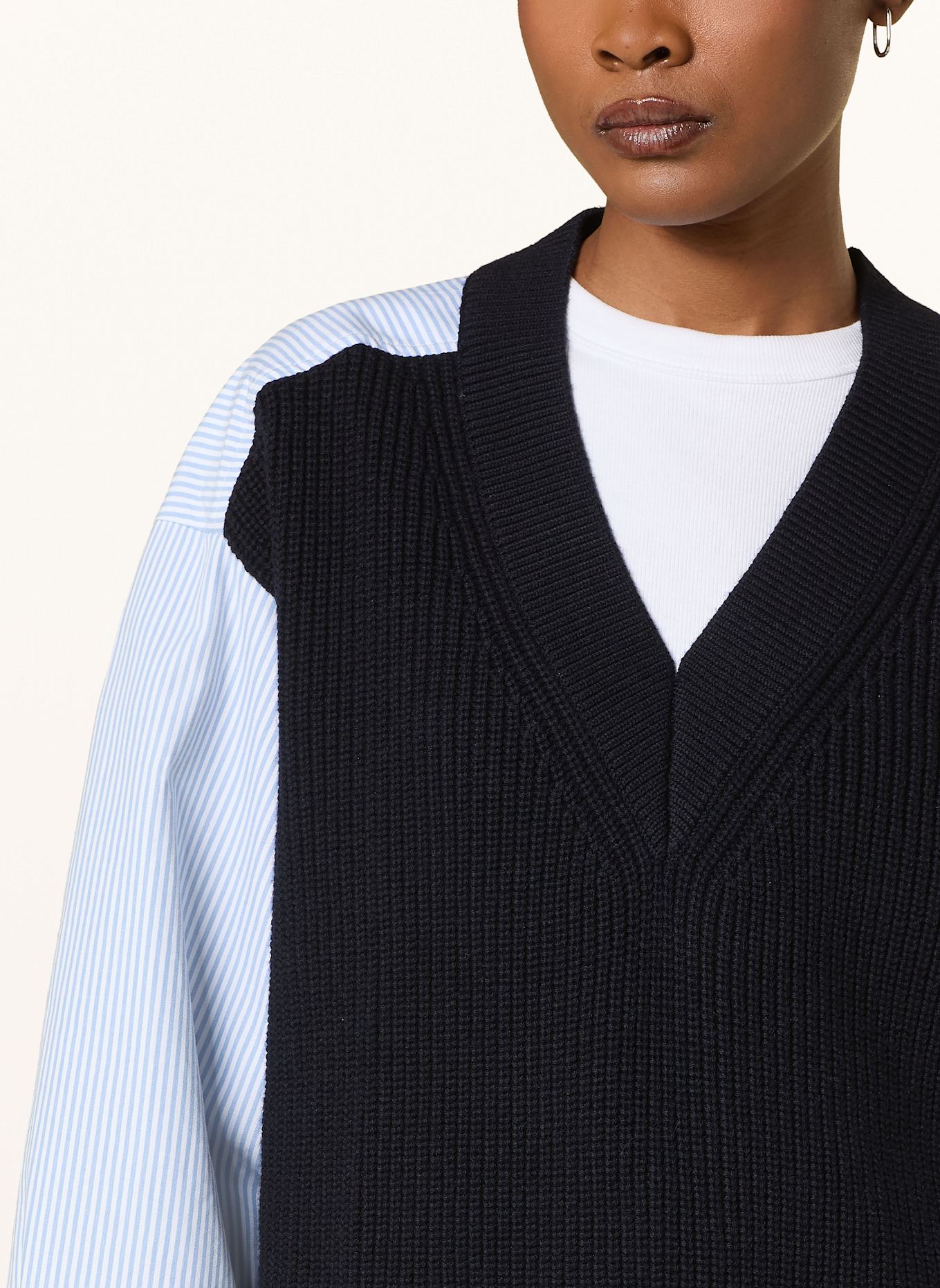 COS Pullover im Materialmix: WEISS/ HELLBLAU/ DUNKELBLAU