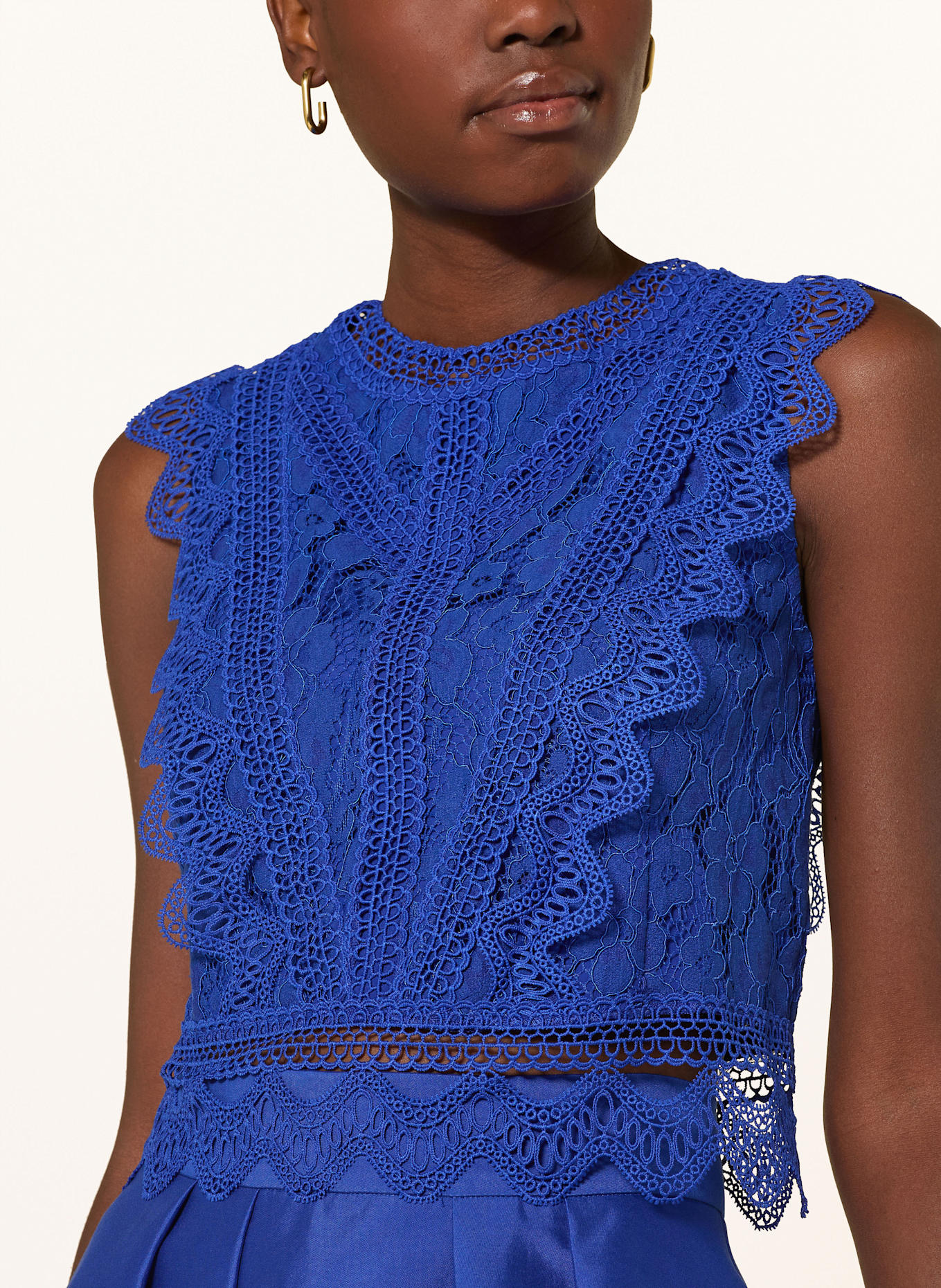 APART Blouse top with lace: BLUE