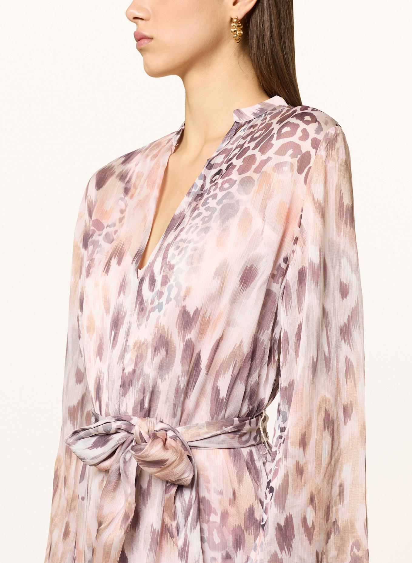 GUESS Kleid SIBILLA mit Volants: ROSÉGOLD/ BRAUN/ HELLORANGE