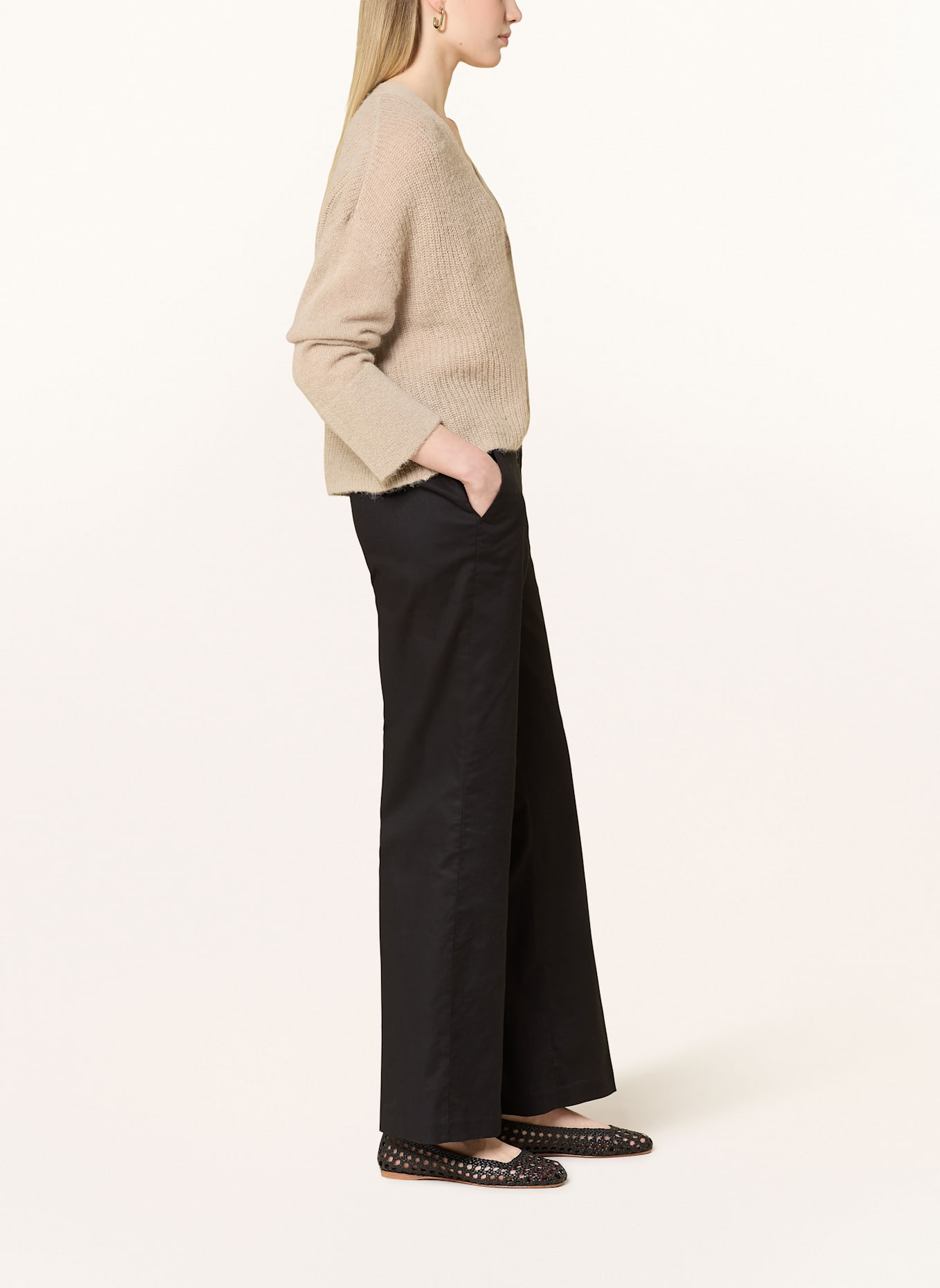 OPUS MAIGA trousers with linen: BLACK