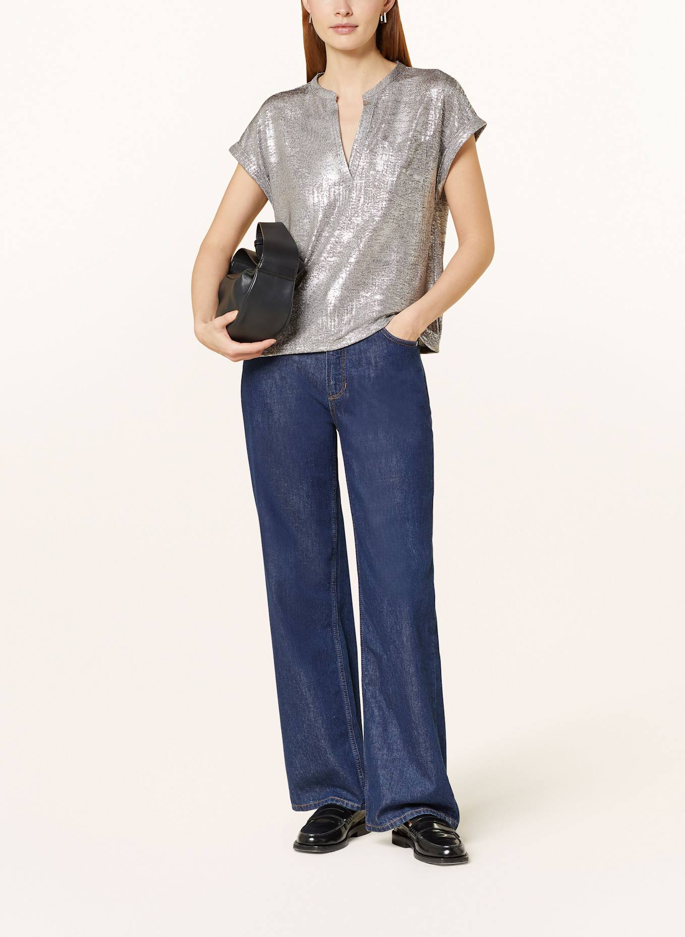 monari T-shirt: TAUPE/ ARGENT