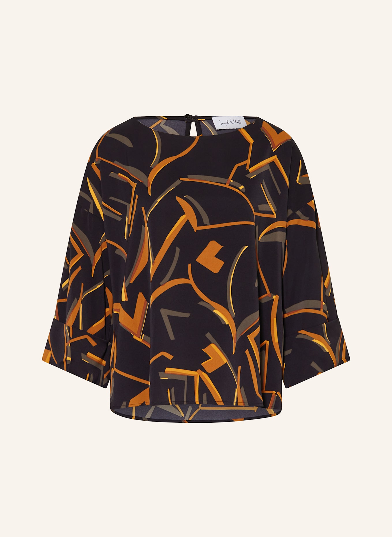 Joseph Ribkoff Blusenshirt mit 3/4-Arm: SCHWARZ / DUNKELORANGE / KHAKI