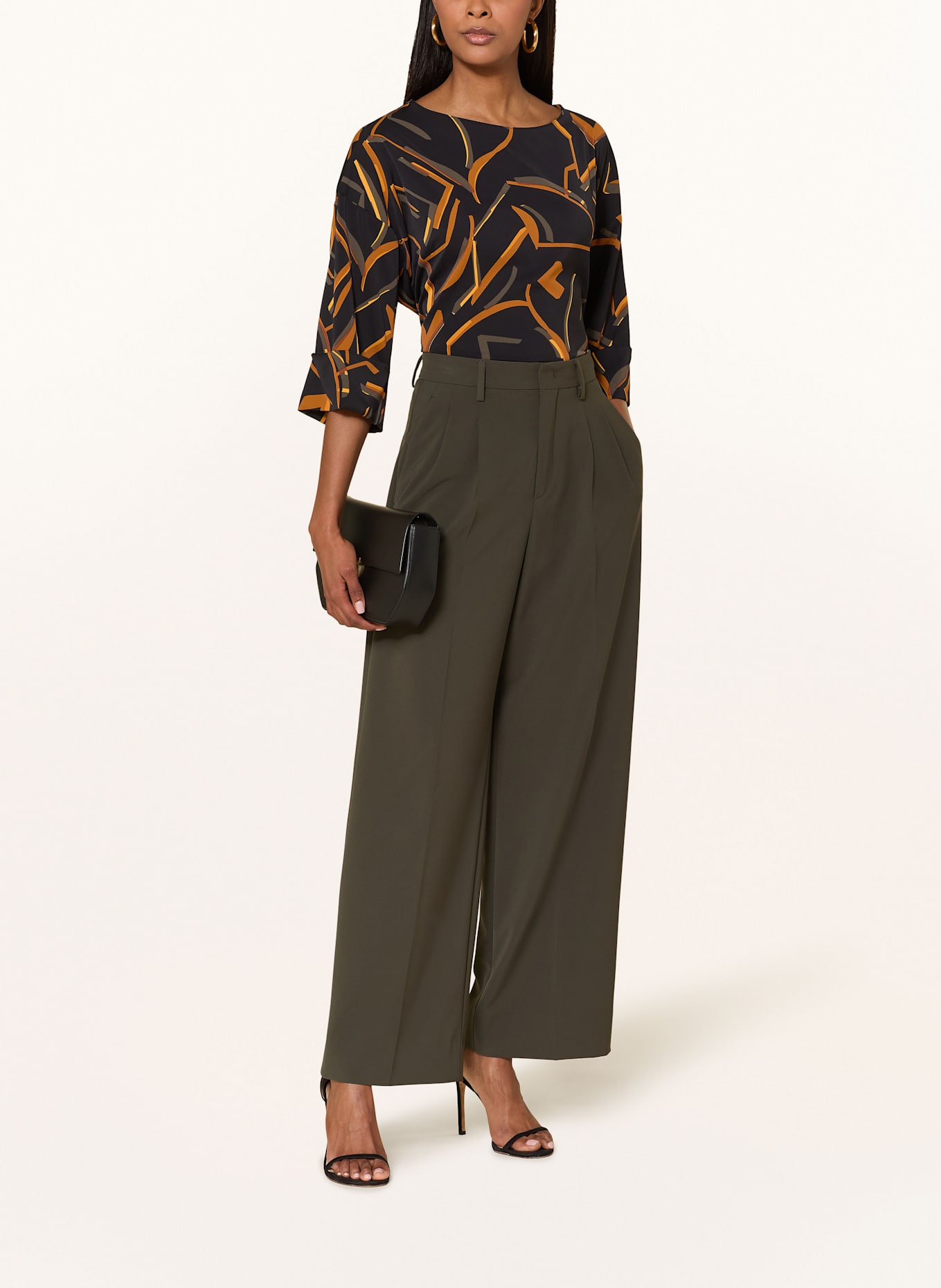 Joseph Ribkoff Blusenshirt mit 3/4-Arm: SCHWARZ / DUNKELORANGE / KHAKI