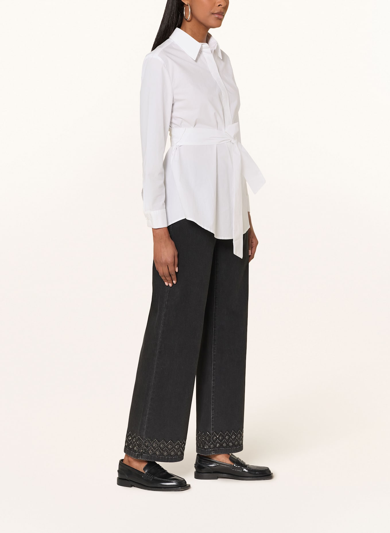 Joseph Ribkoff Wide Leg Jeans mit Schmucksteinen: 2606 Granitgrau