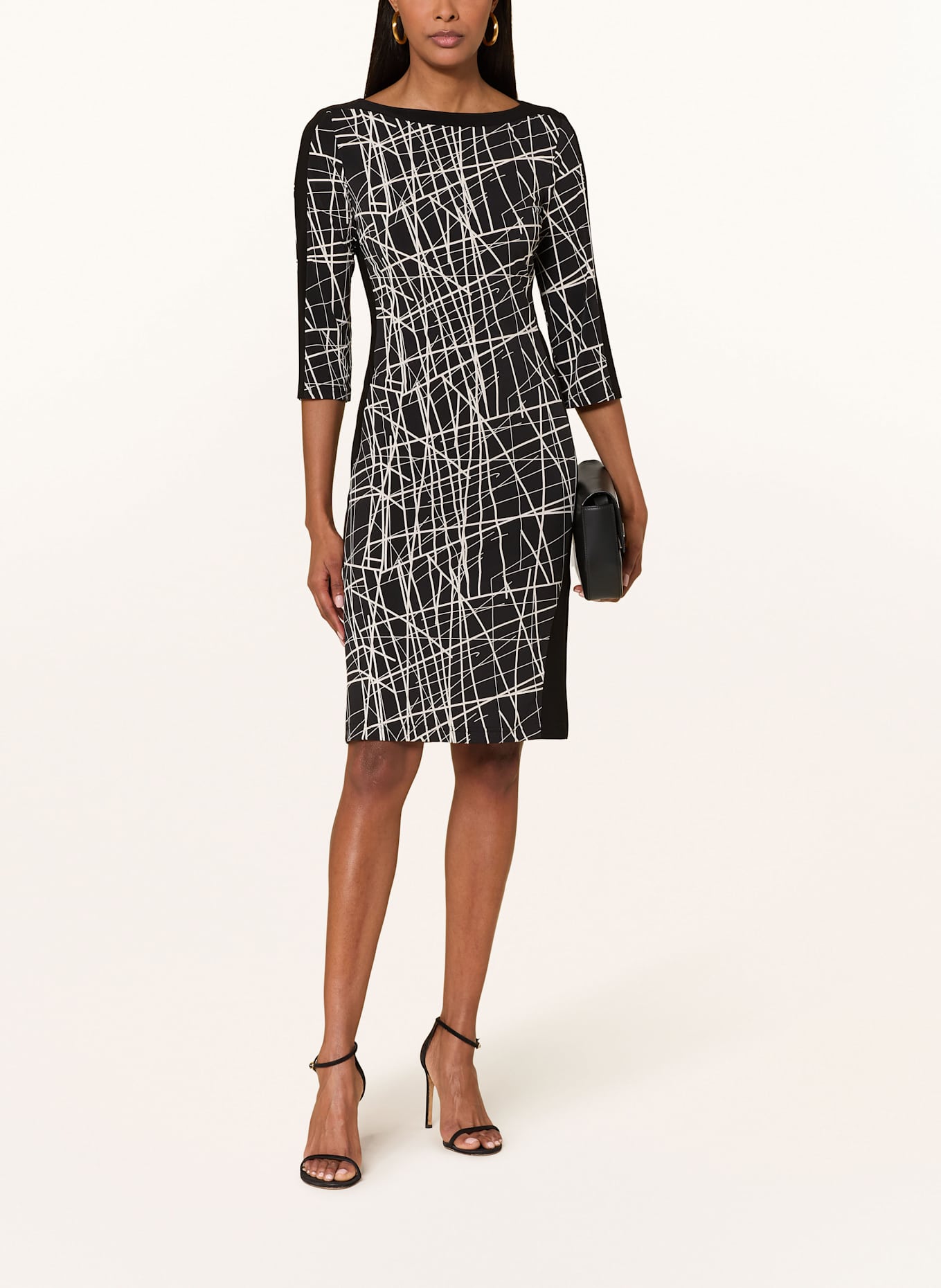 Joseph Ribkoff Etuikleid mit 3/4-Arm: SCHWARZ / CREME