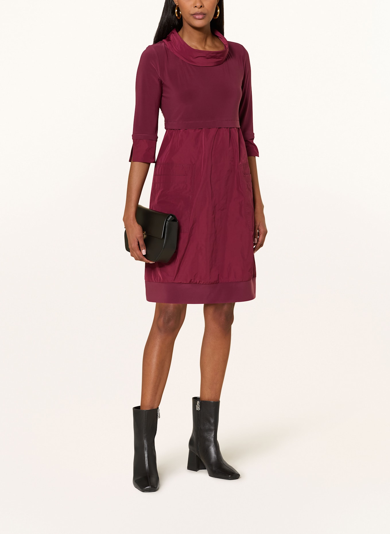 Joseph Ribkoff Kleid mit 3/4-Arm im Materialimix: DUNKELROT