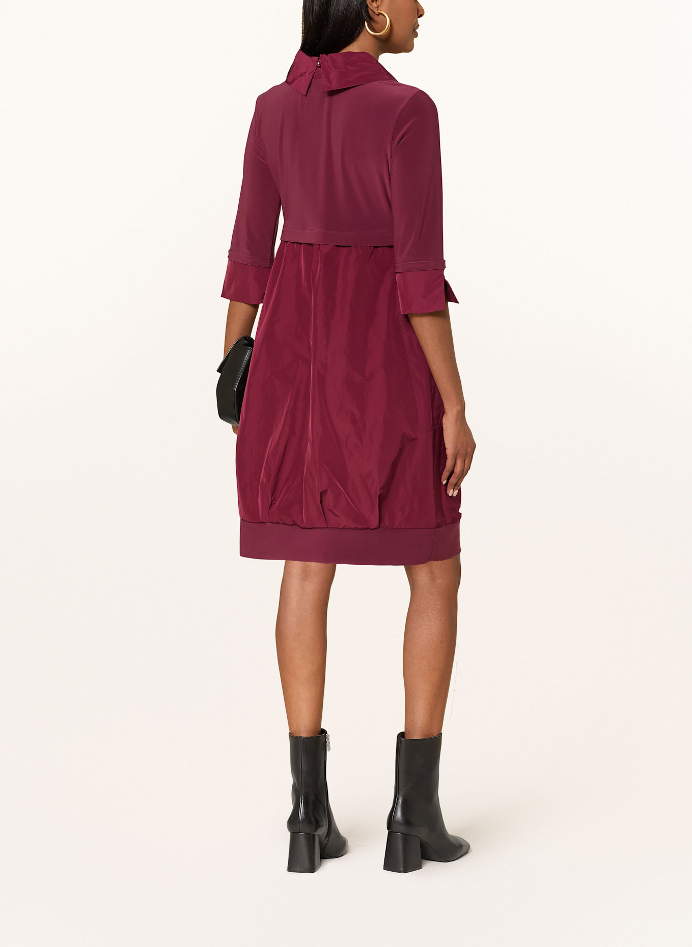 Joseph Ribkoff Kleid mit 3/4-Arm im Materialimix: DUNKELROT