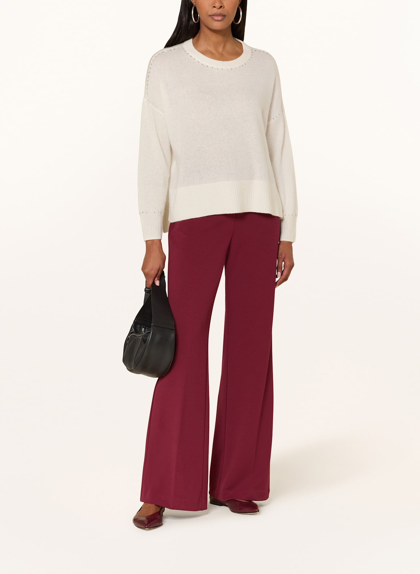 Joseph Ribkoff Cashmere-Pullover mit Schmucksteinen: ECRU