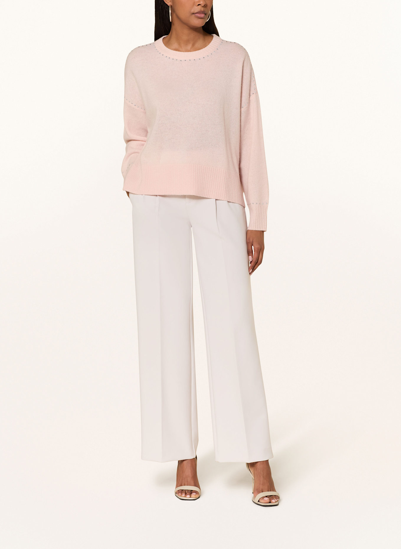 Joseph Ribkoff Cashmere-Pullover mit Schmucksteinen: ROSÉ