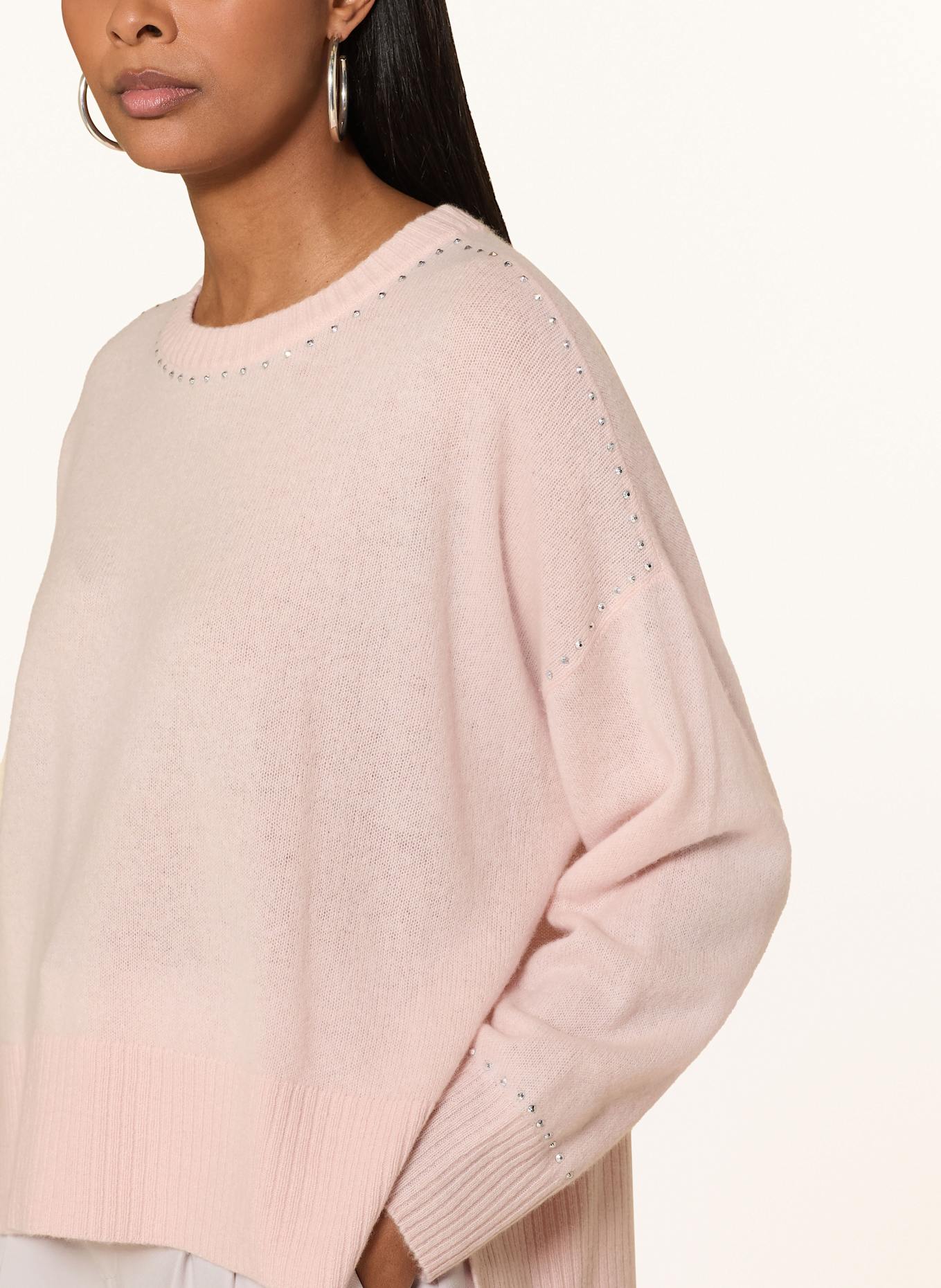Joseph Ribkoff Cashmere-Pullover mit Schmucksteinen: ROSÉ