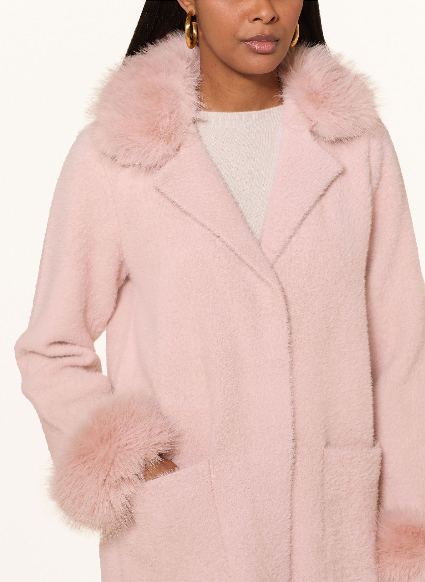 Joseph Ribkoff Mantel mit abnehmbarem Kunstfell: HELLROSA