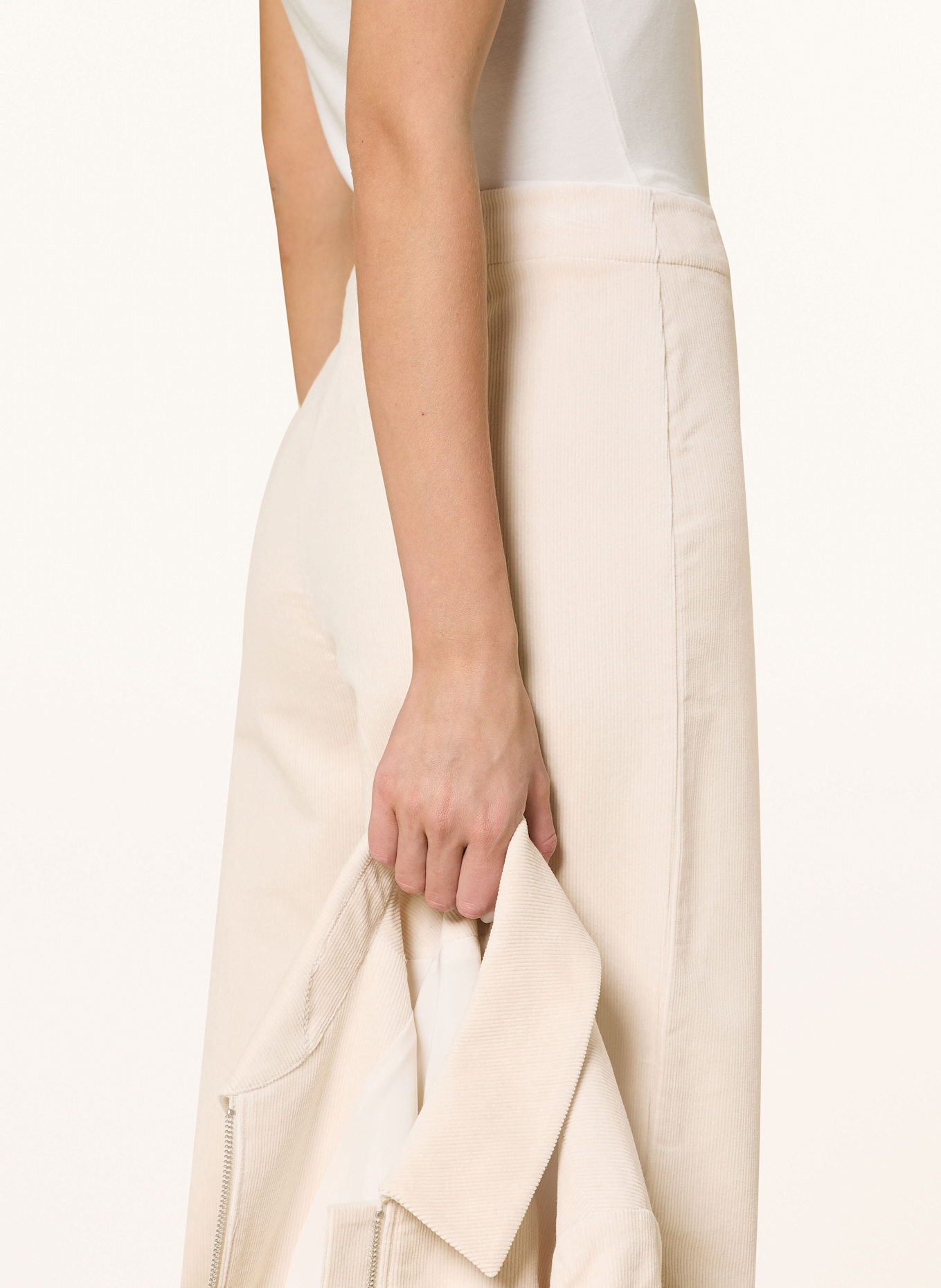 comma 7/8-Hose aus Cord: HELLBRAUN